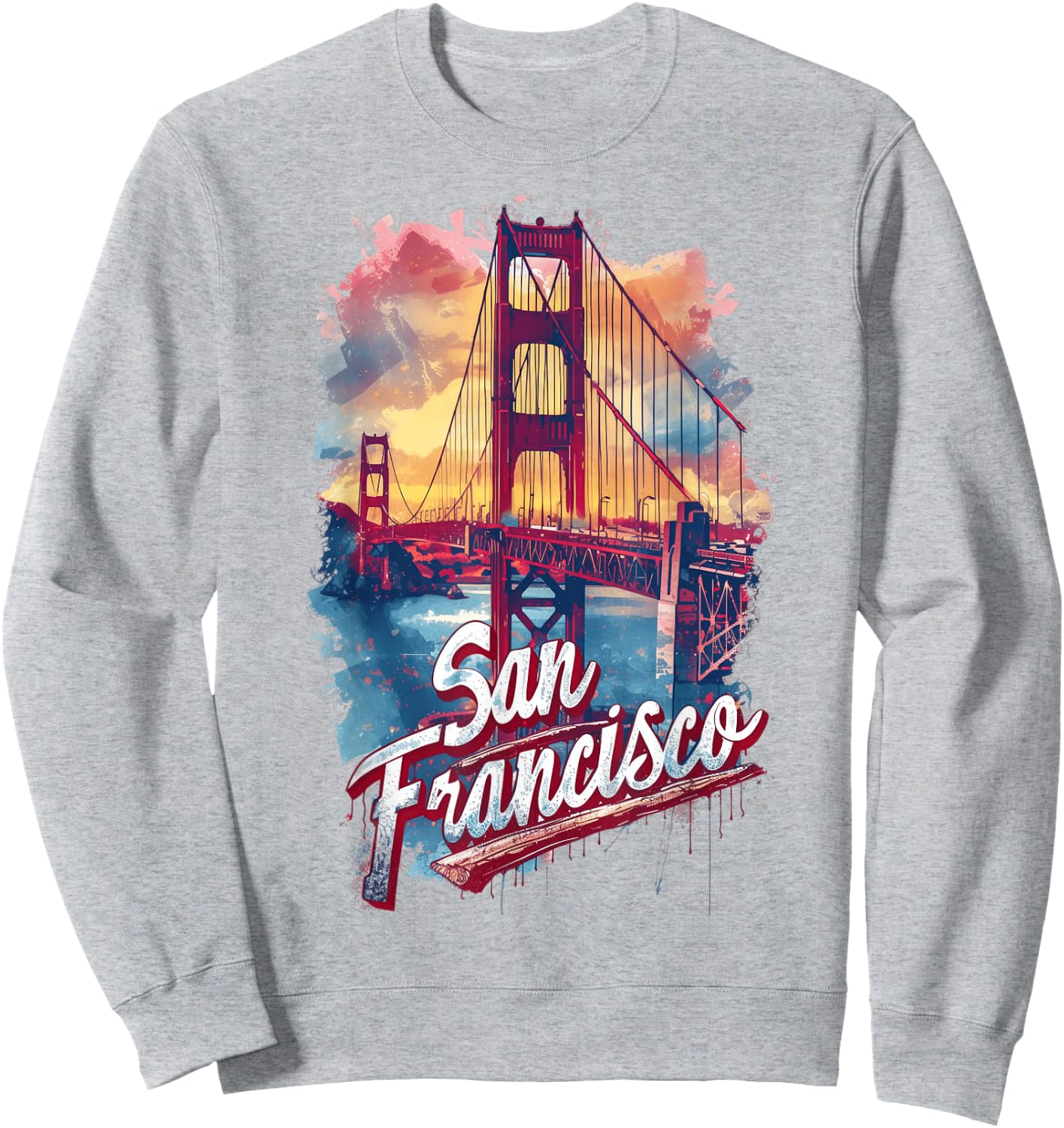 San Francisco Golden Gate Bridge Aquarell Souvenir Sweatshirt - Sweatshirt | Ash