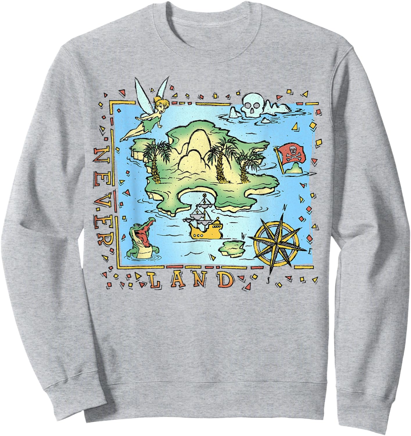 Disney Peter Pan Never Land Map Vintage Poster Sweatshirt - Sweatshirt | Ash