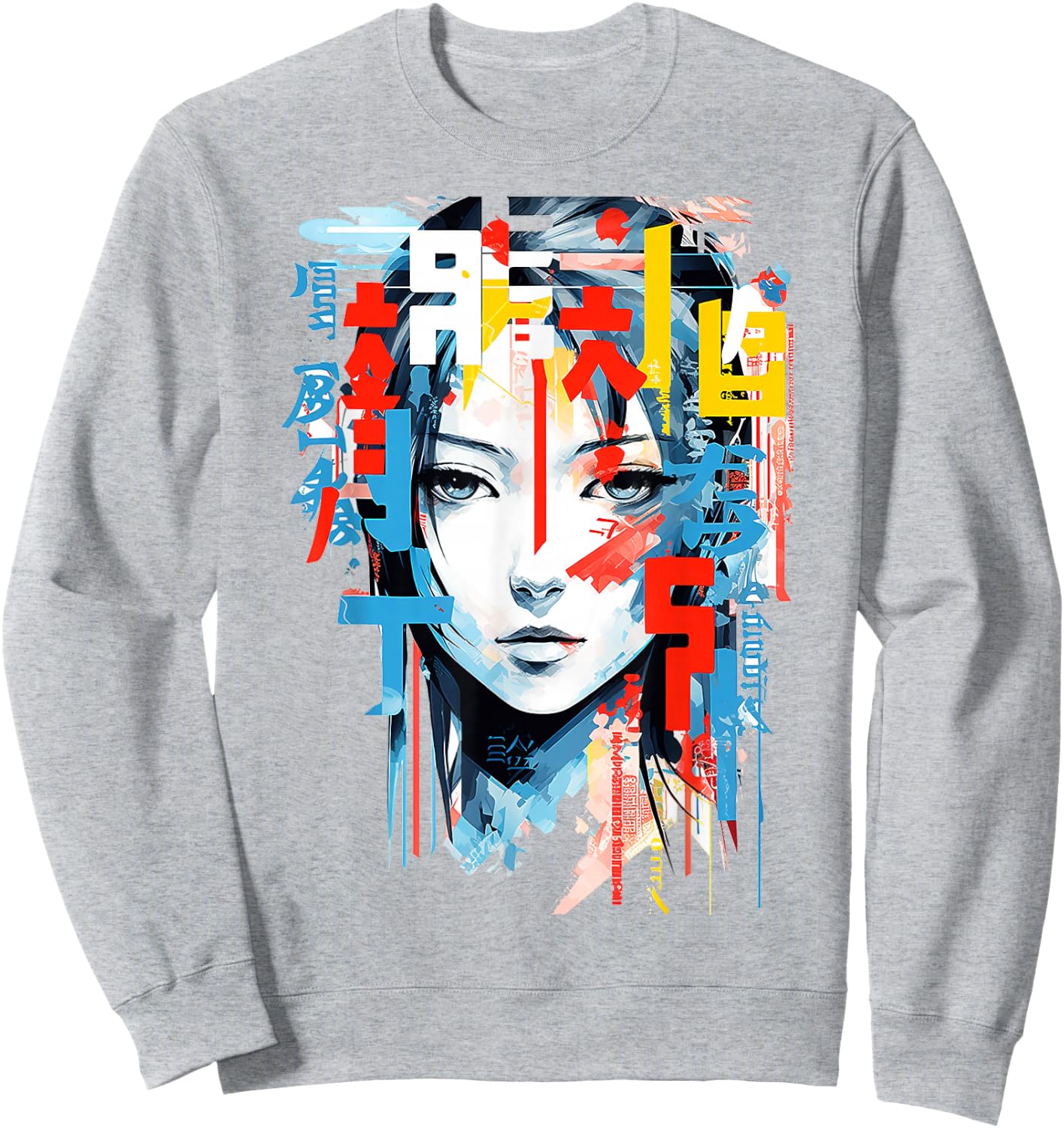 Women Text Colorful Girl Face Art Abstract Women , white, S Sweatshirt - Sweatshirt | Ash