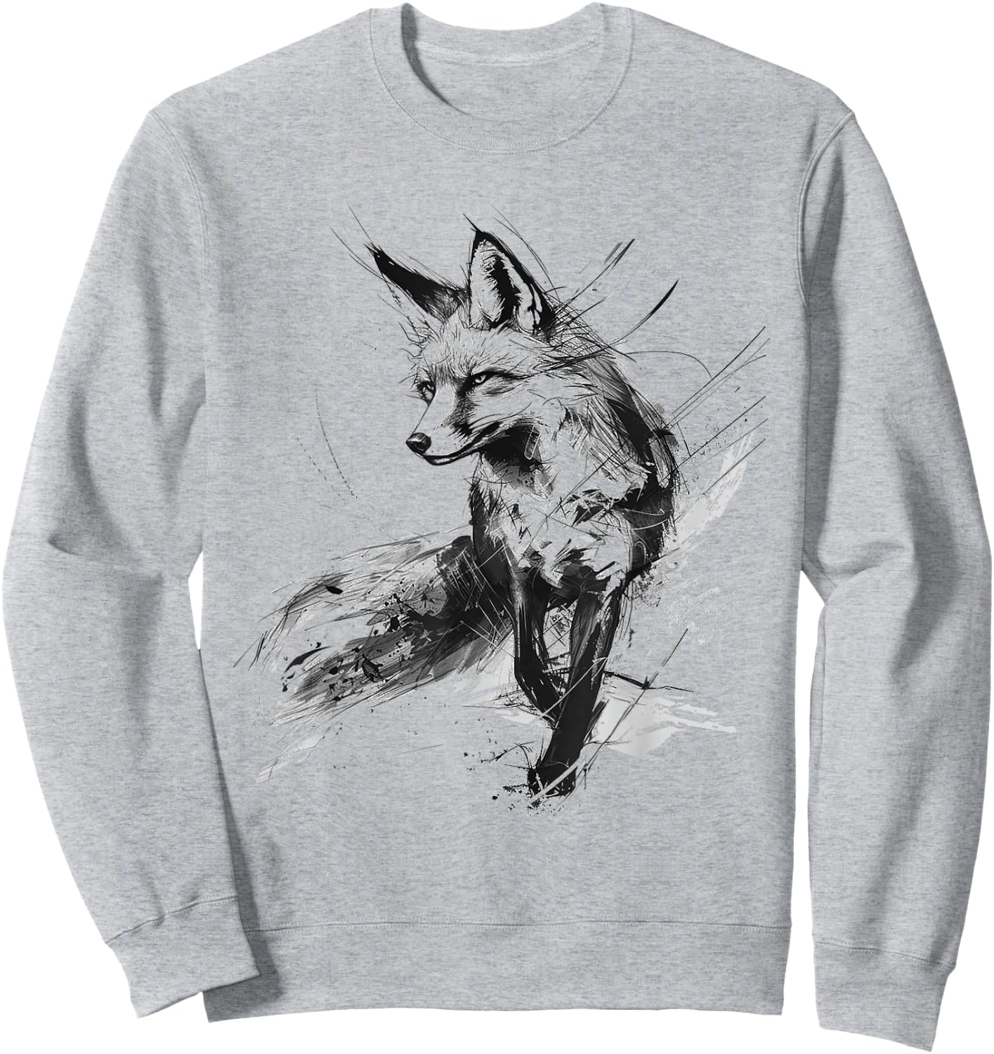 Fuchs Tierdruck Zoo Zeichnung Kunstwerk Abstrakter Fuchs Sweatshirt - Sweatshirt | Ash