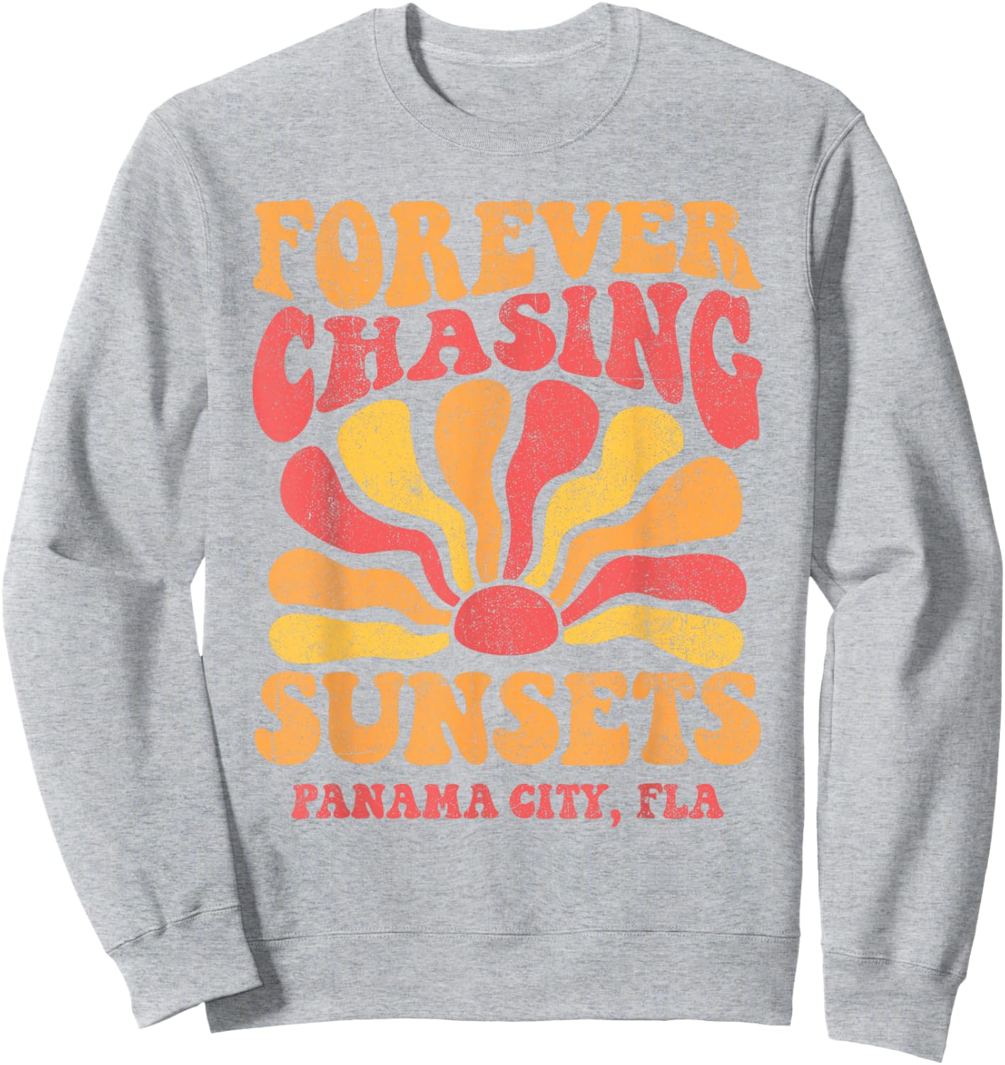 Forever Chasing Sunsets Panama City Beach Florida 70s Retro Sweatshirt - Sweatshirt | Ash