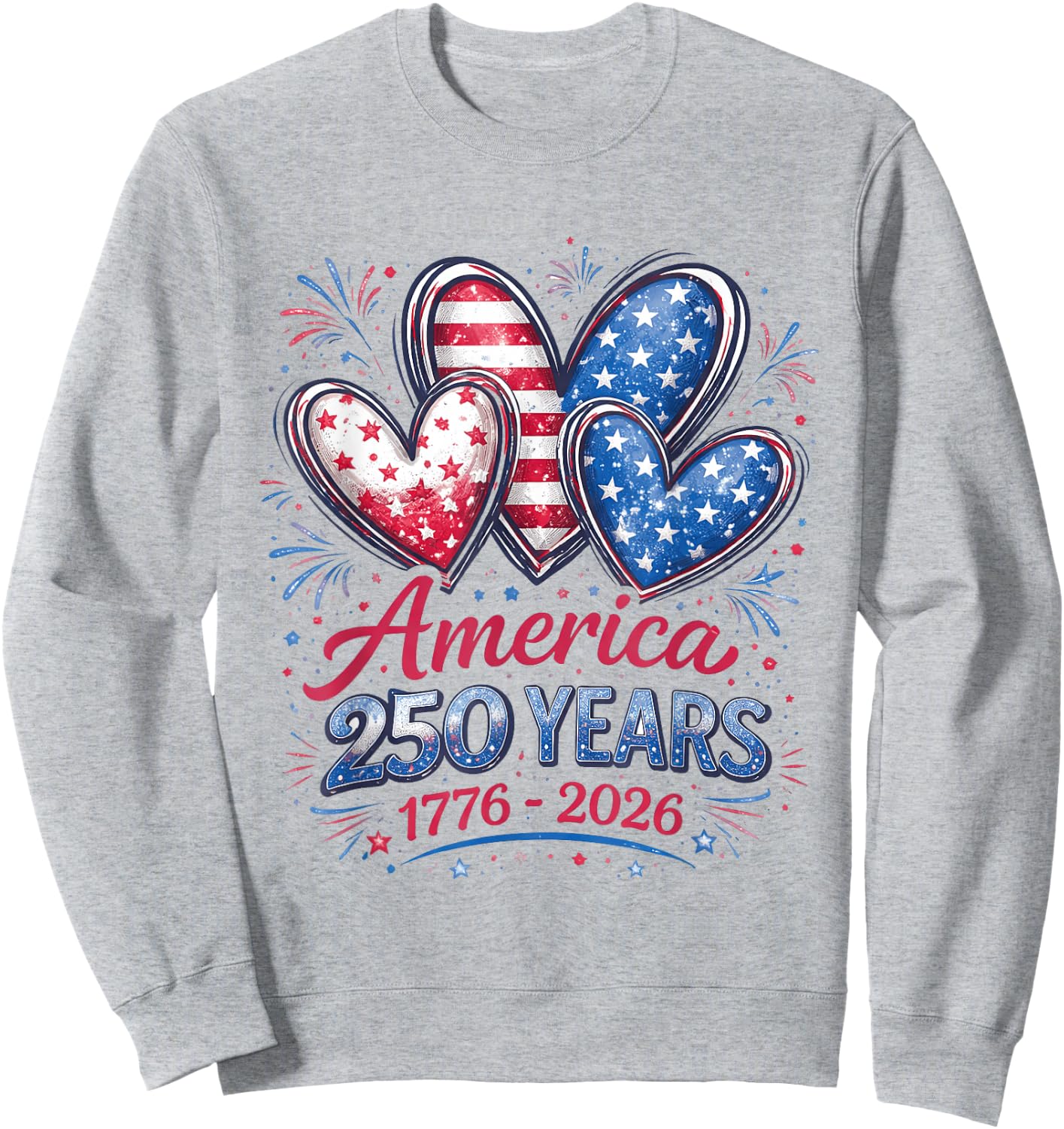 250th Anniversary America Flag Heart 250 Year Women Girls Sweatshirt - Sweatshirt | Ash