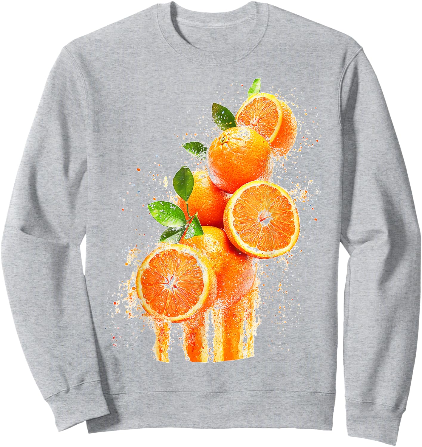 Orange Fruit Motif Colourful Illustration Orange , White Sweatshirt - Sweatshirt | Ash