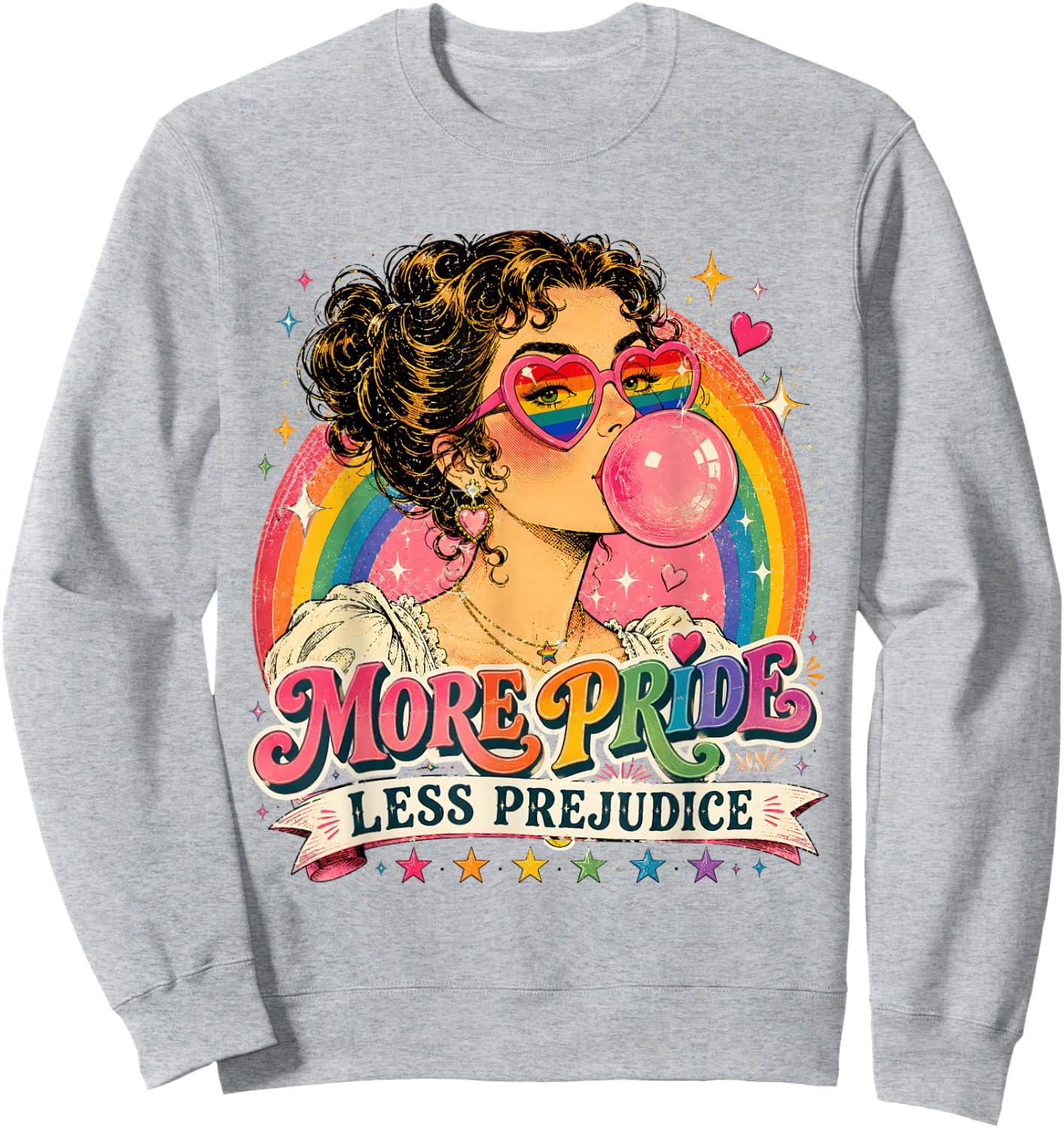 More Pride Less Prejudice LGBT Gay Lesbian Support Art Sweatshirt - Sweatshirt | Ash