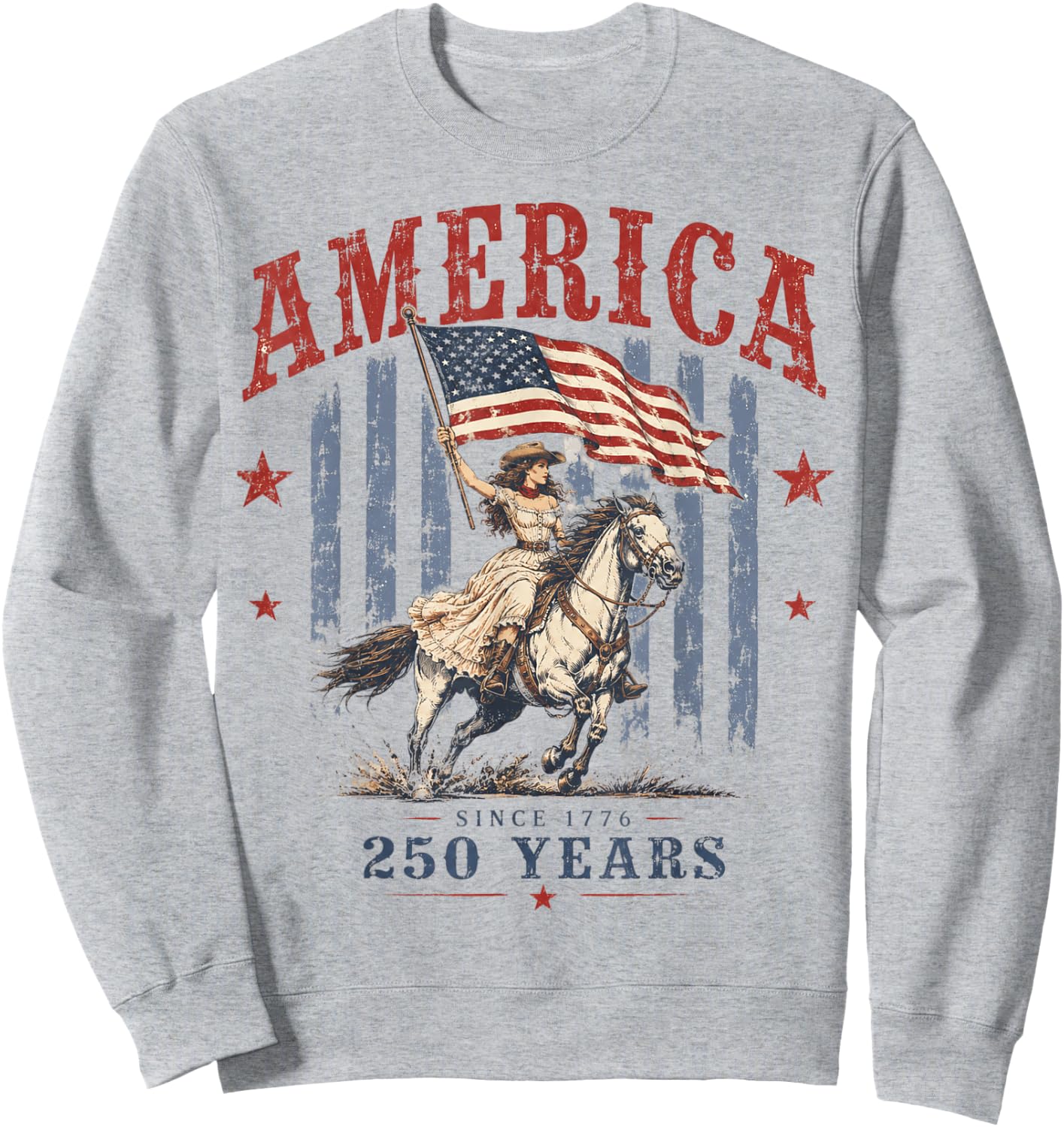 America 250 Years Patriotic Cowgirl 4th July for Girl Women Sweatshirt - Sweatshirt | Ash