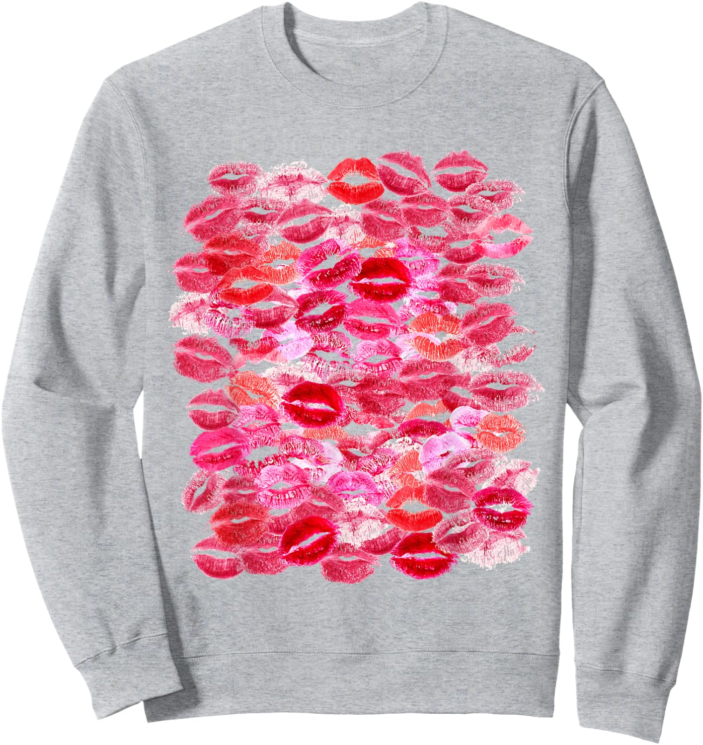 Vorder- und Rückseite Druck - Lippenstift Kisses White For Boyfriend Sweatshirt - Sweatshirt | Ash