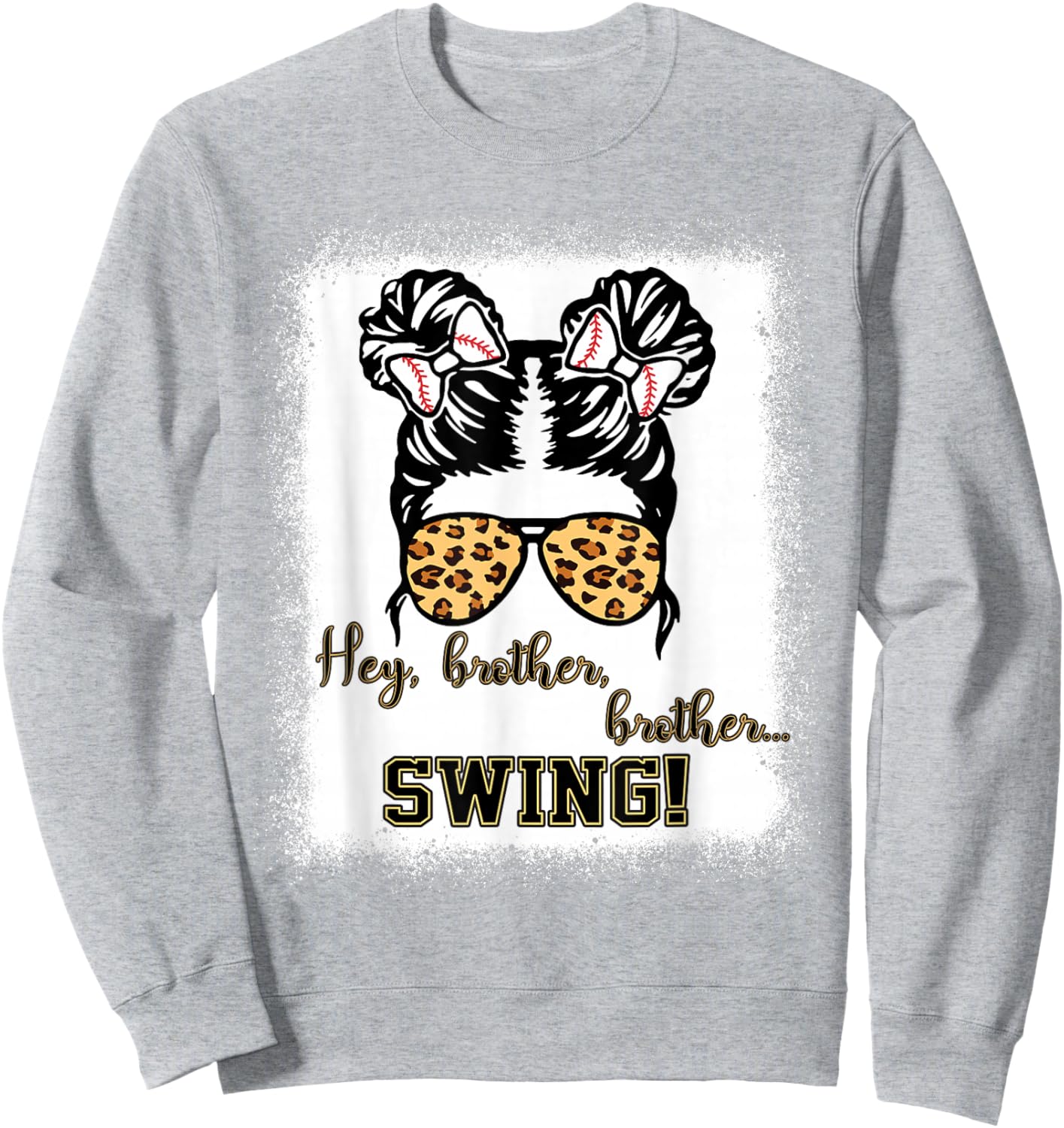 Kids Baseball Sister Hey Brother Brother Swing Toddler Girls Sweatshirt - Sweatshirt | Ash