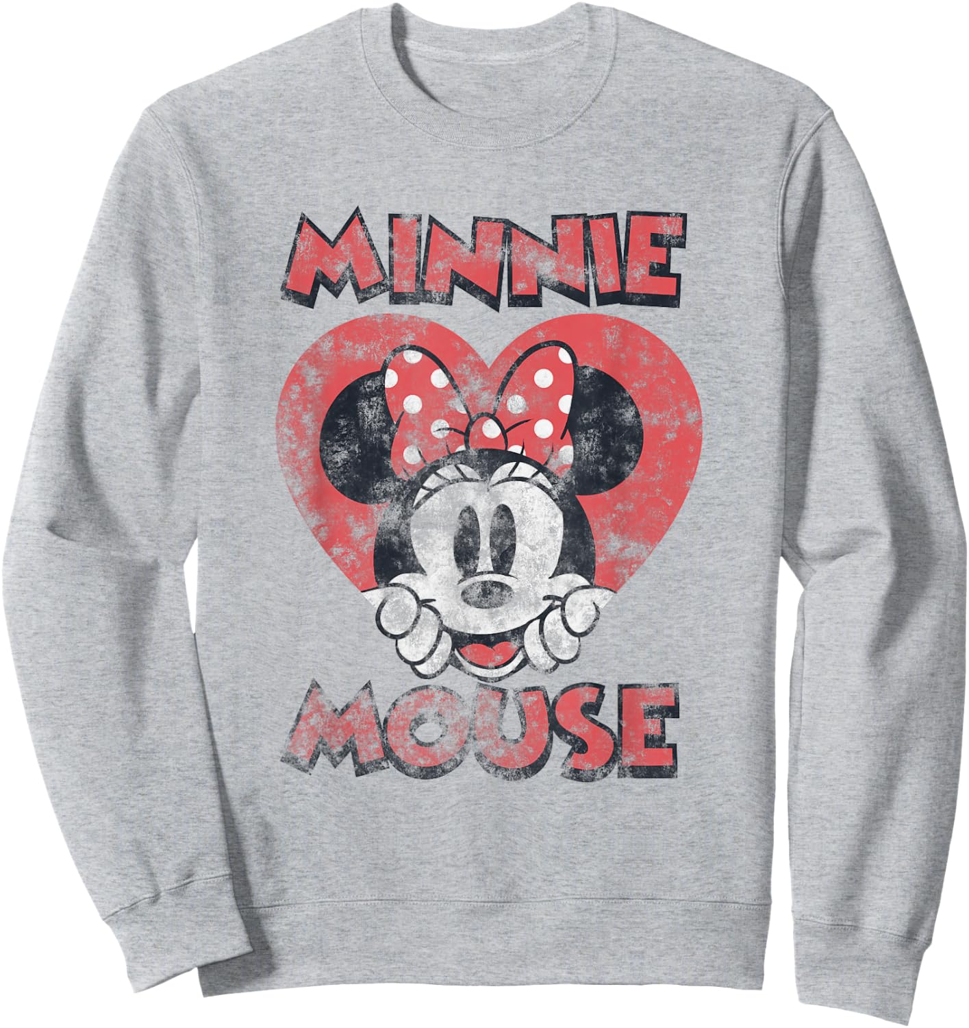 Disney Minnie Mouse Valentine's Day Distressed Heart Pose Sweatshirt - Sweatshirt | Ash