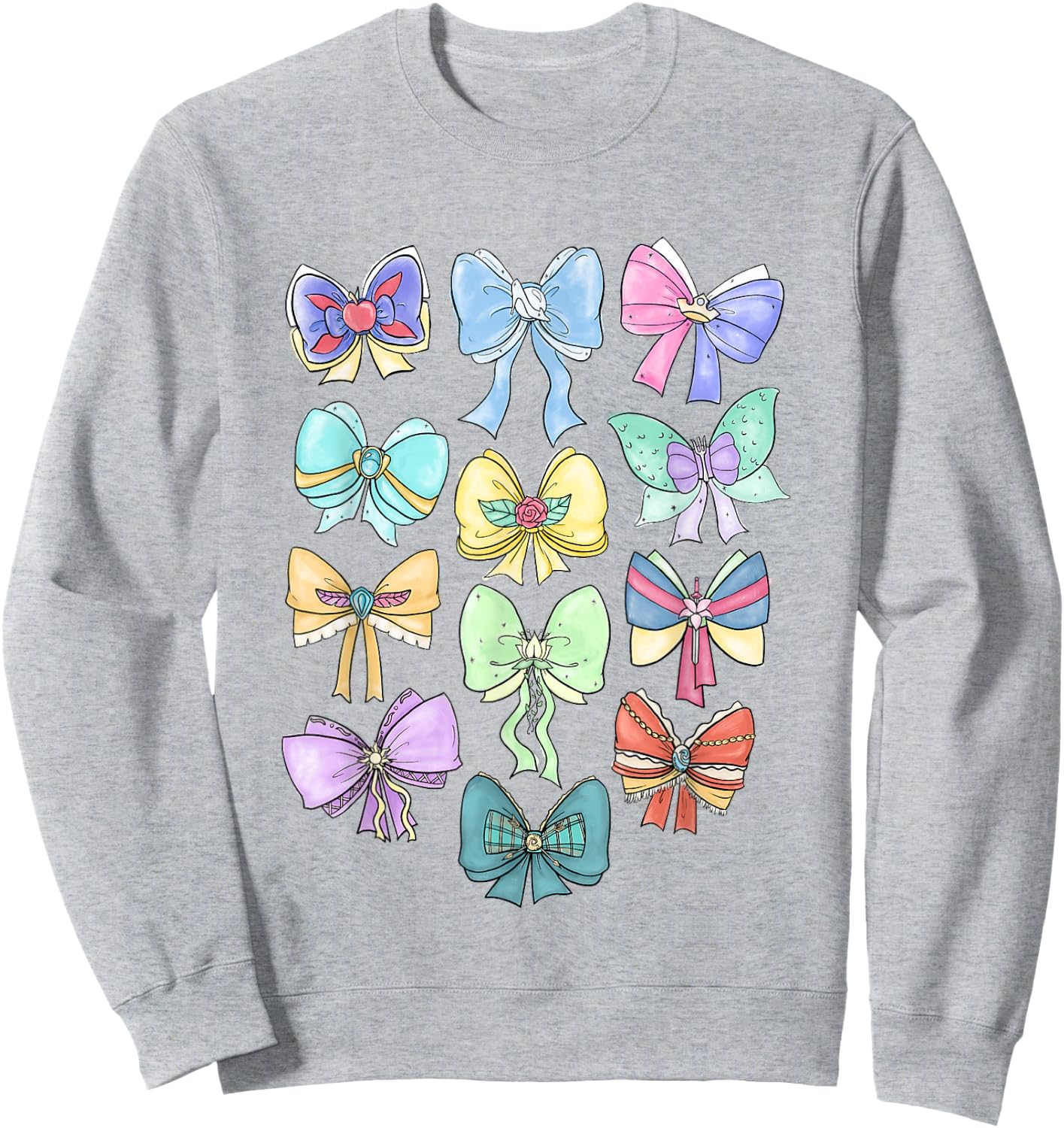 Disney Princess Cute Ribbons and Bows Pastel Colors Logo Sweatshirt - Sweatshirt | Ash