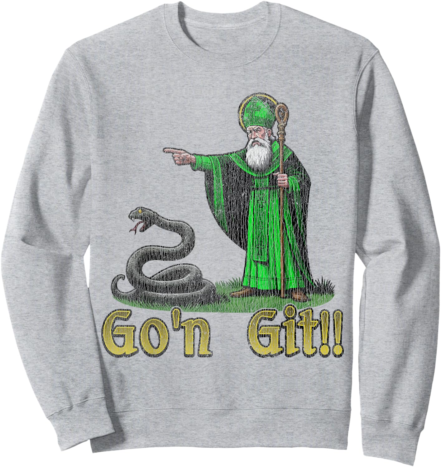 Distressed Go'n Git Funny St Patricks Day Snake Sweatshirt - Sweatshirt | Ash