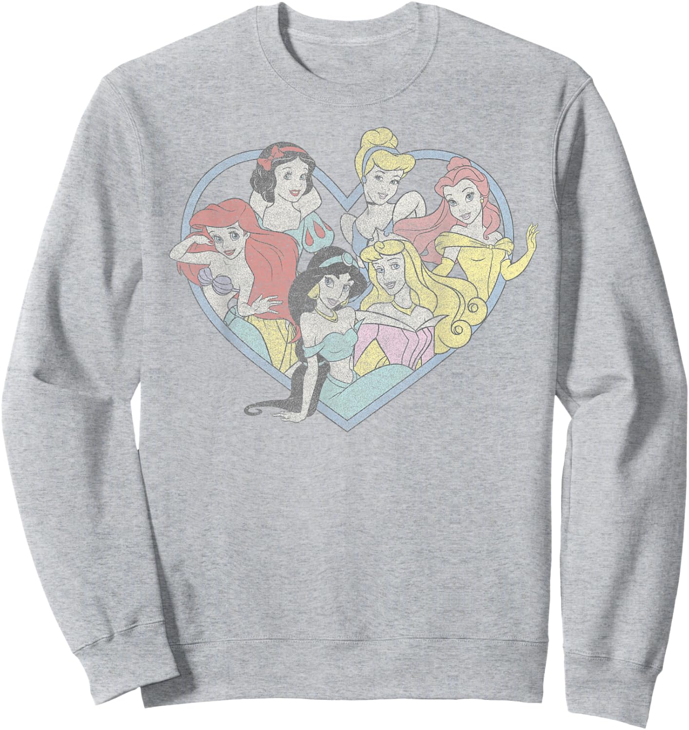 Disney Princess Valentine's Day Vintage Heart Group Shot Sweatshirt - Sweatshirt | Ash