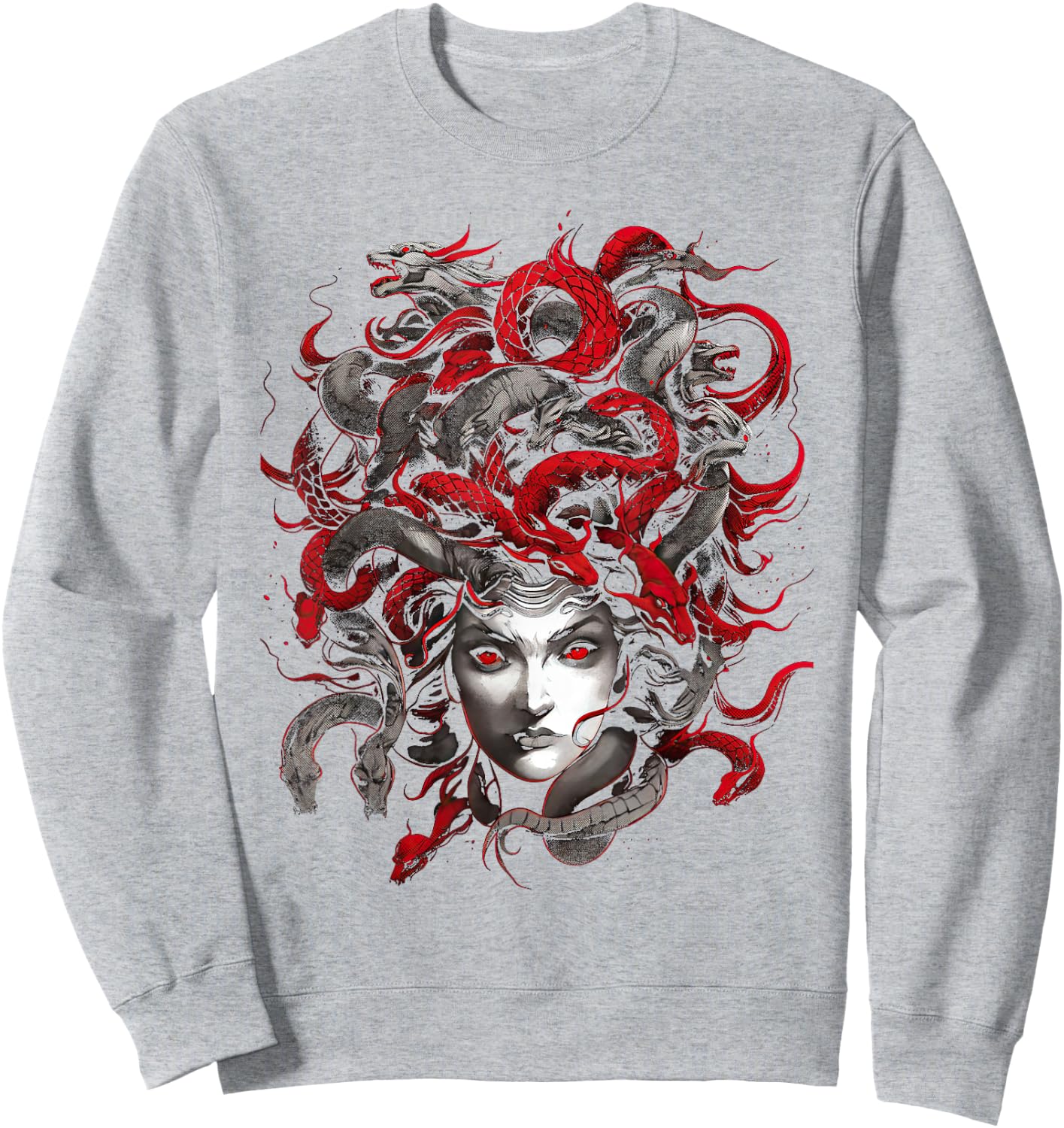 Medusahead Greek Mythology Ancient Snake Hair Sweatshirt - Sweatshirt | Ash