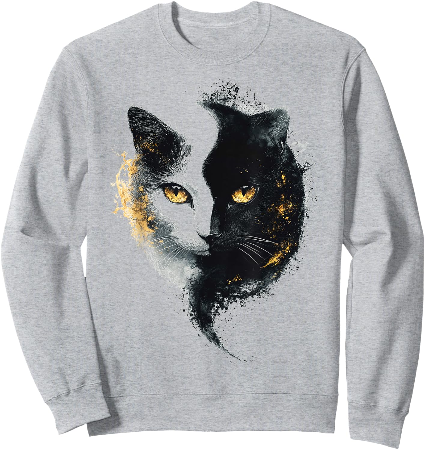 Chat Abstrait Portrait Animal Lover Illustration Graphique Chat Sweatshirt - Sweatshirt | Ash