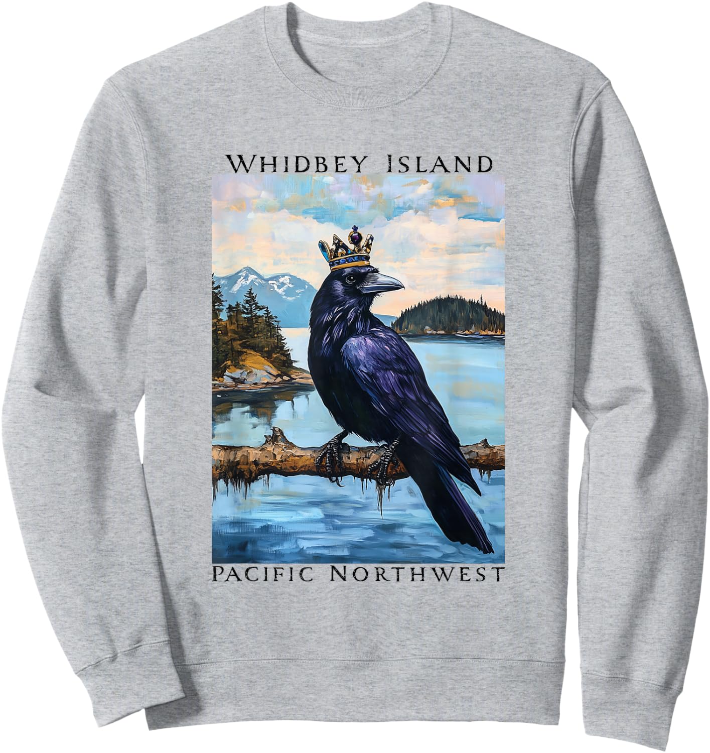 Whidbey Island Washington Crows Pacific Northwest Boating Sweatshirt - Sweatshirt | Ash
