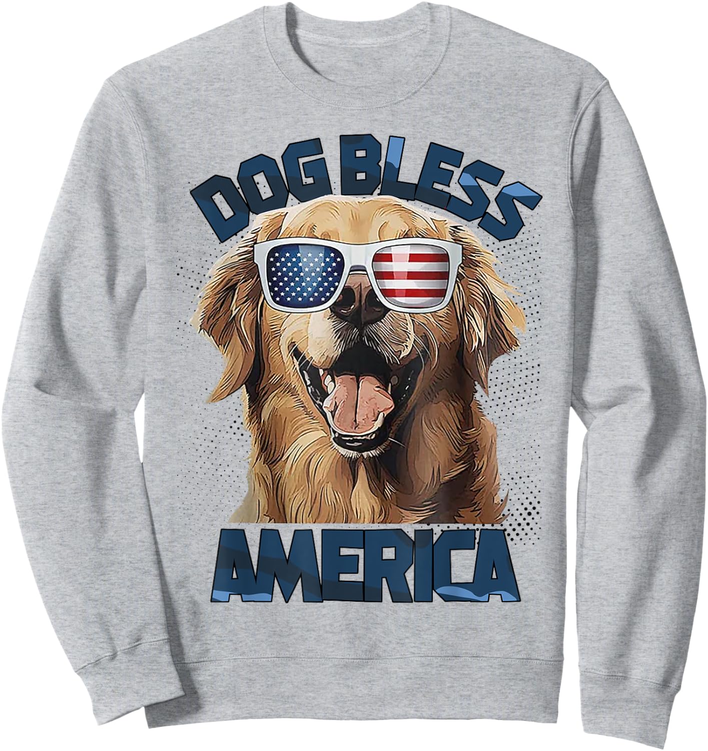 French Golden Retriever Dog Bless America Women Sweatshirt - Sweatshirt | Ash