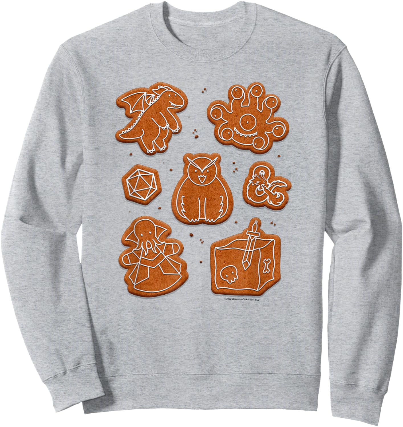 Dungeons & Dragons Christmas Gingerbread Monster Cookies Sweatshirt - Sweatshirt | Ash