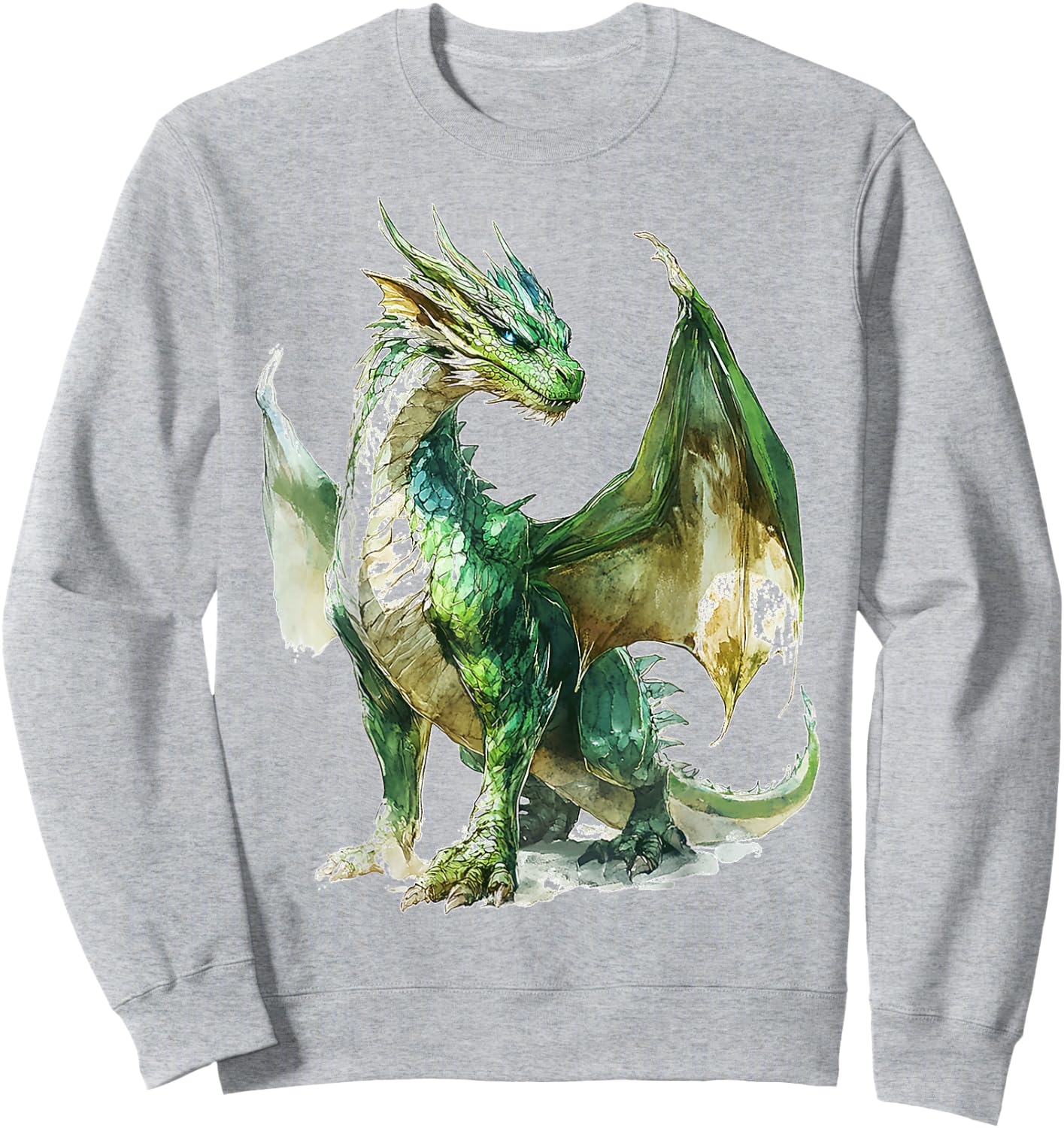 Green Dragon Motif Mythical Artwork Green Dragon Sweatshirt - Sweatshirt | Ash