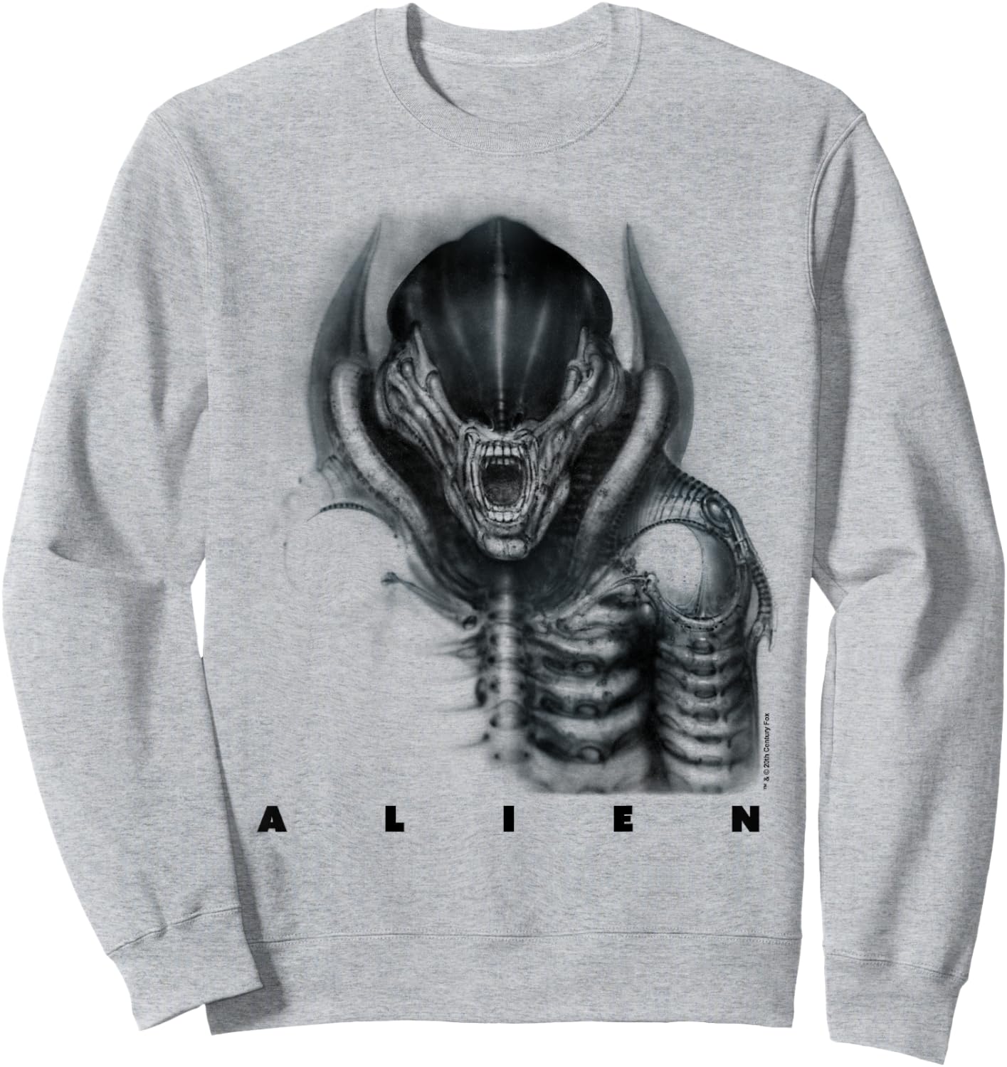 Aliens Iconic Epic Xenomorph Faded Big Chest Epic Portrait Sweatshirt - Sweatshirt | Ash