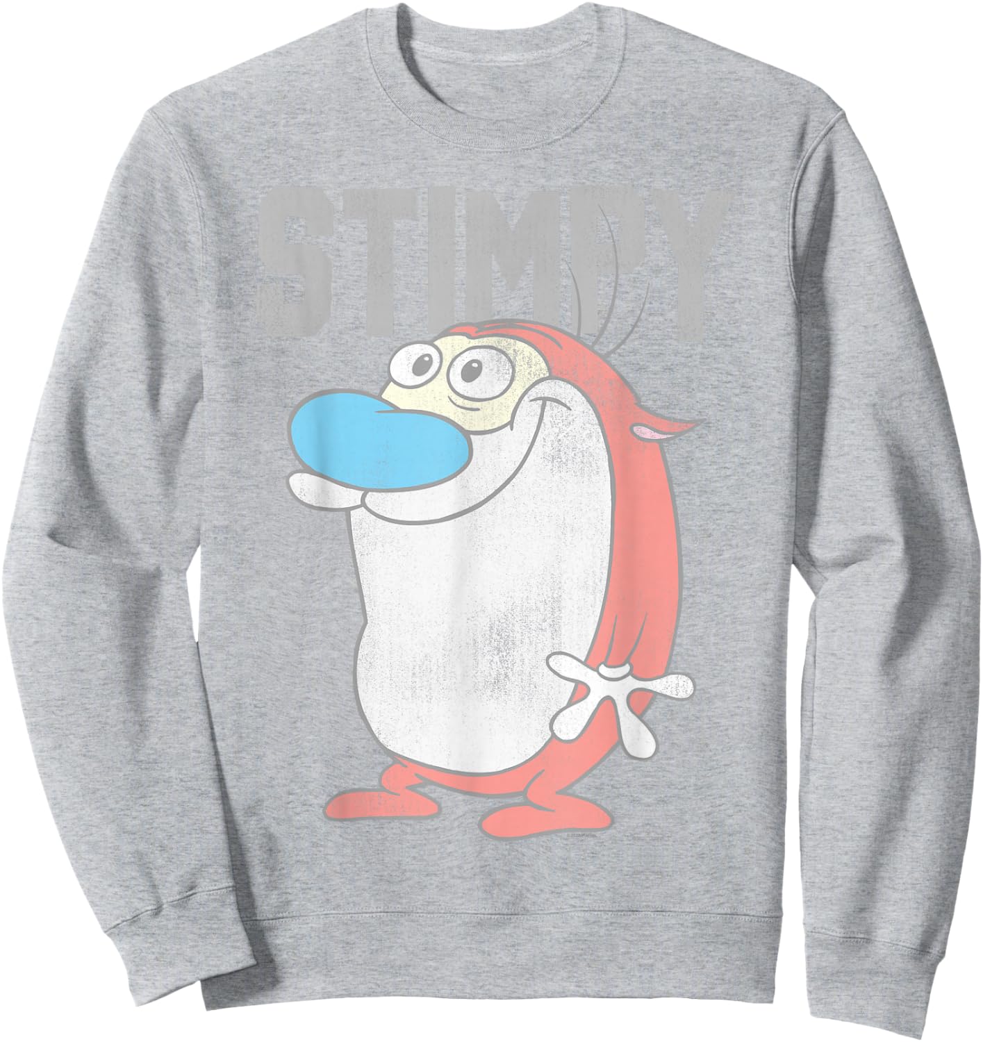 Ren and Stimpy College Stimpy , Weiß, S, Herren, , Cartoon, Klassisch, Polyester, Baumwolle, Halbarm Sweatshirt - Sweatshirt | Ash
