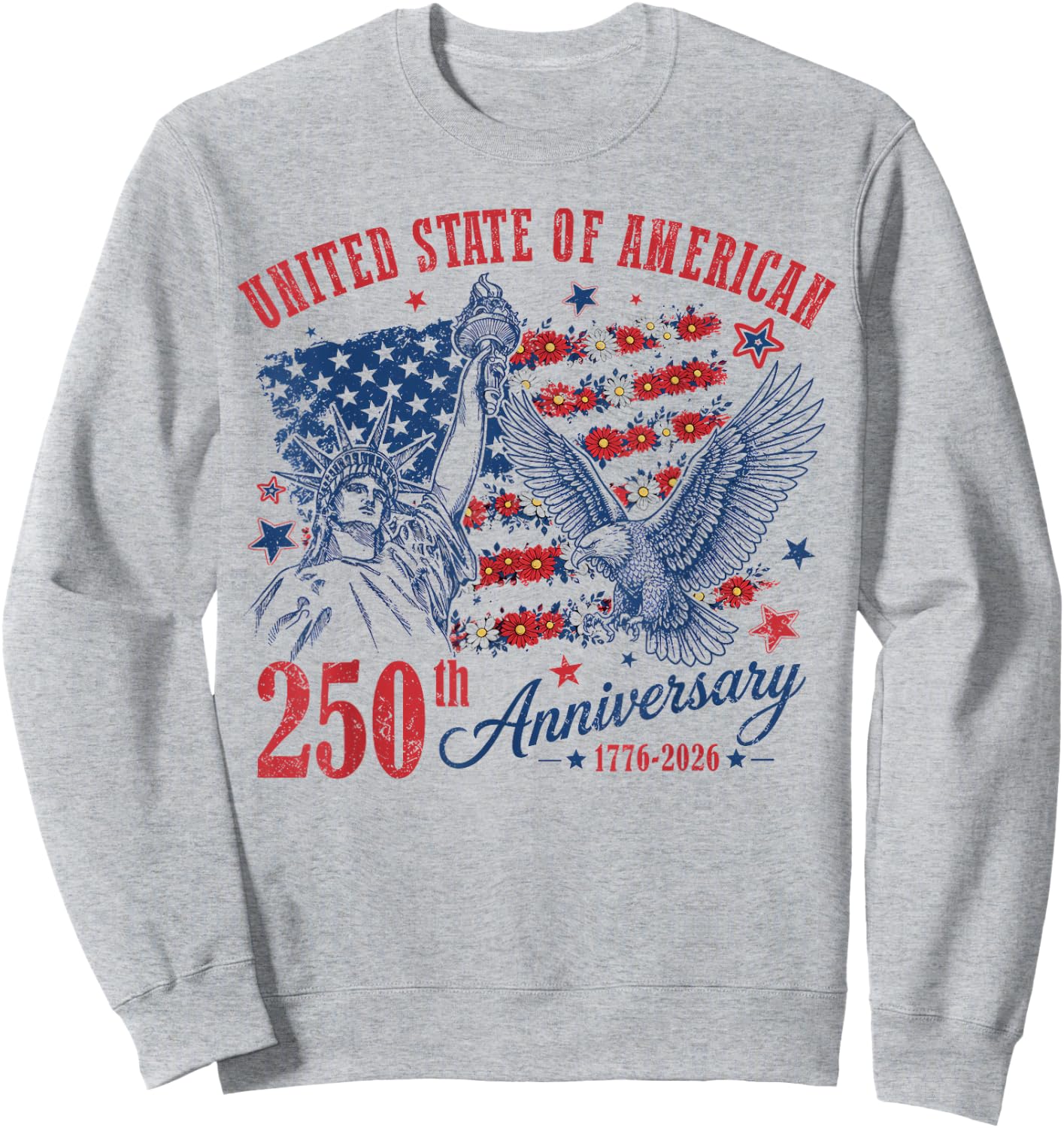 250 Years American 1776 2026 250th Women Kids 4th of July Sweatshirt - Sweatshirt | Ash