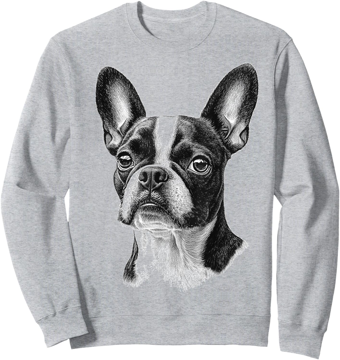 Boston Terrier Dog Motif Pet Illustration Boston Terrier Women Kids Sweatshirt - Sweatshirt | Ash