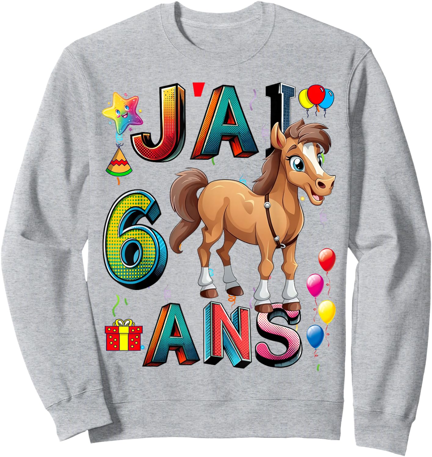 Child Horse Child 6 Years Birthday Boy Girl Horse Sweatshirt - Sweatshirt | Ash