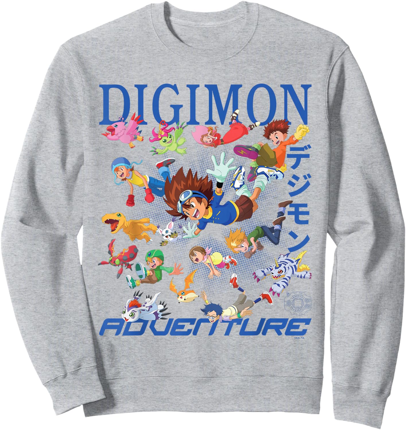 Digimon Flying Character Collage with Logo Digital Monsters Sweatshirt - Sweatshirt | Ash