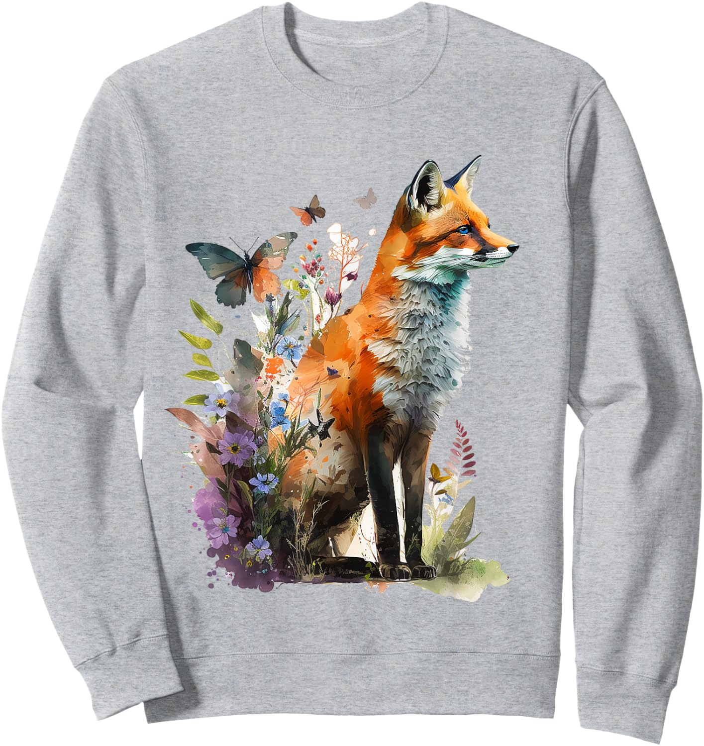 Fox Animal Lover Forest Art Animal Fox Sweatshirt - Sweatshirt | Ash
