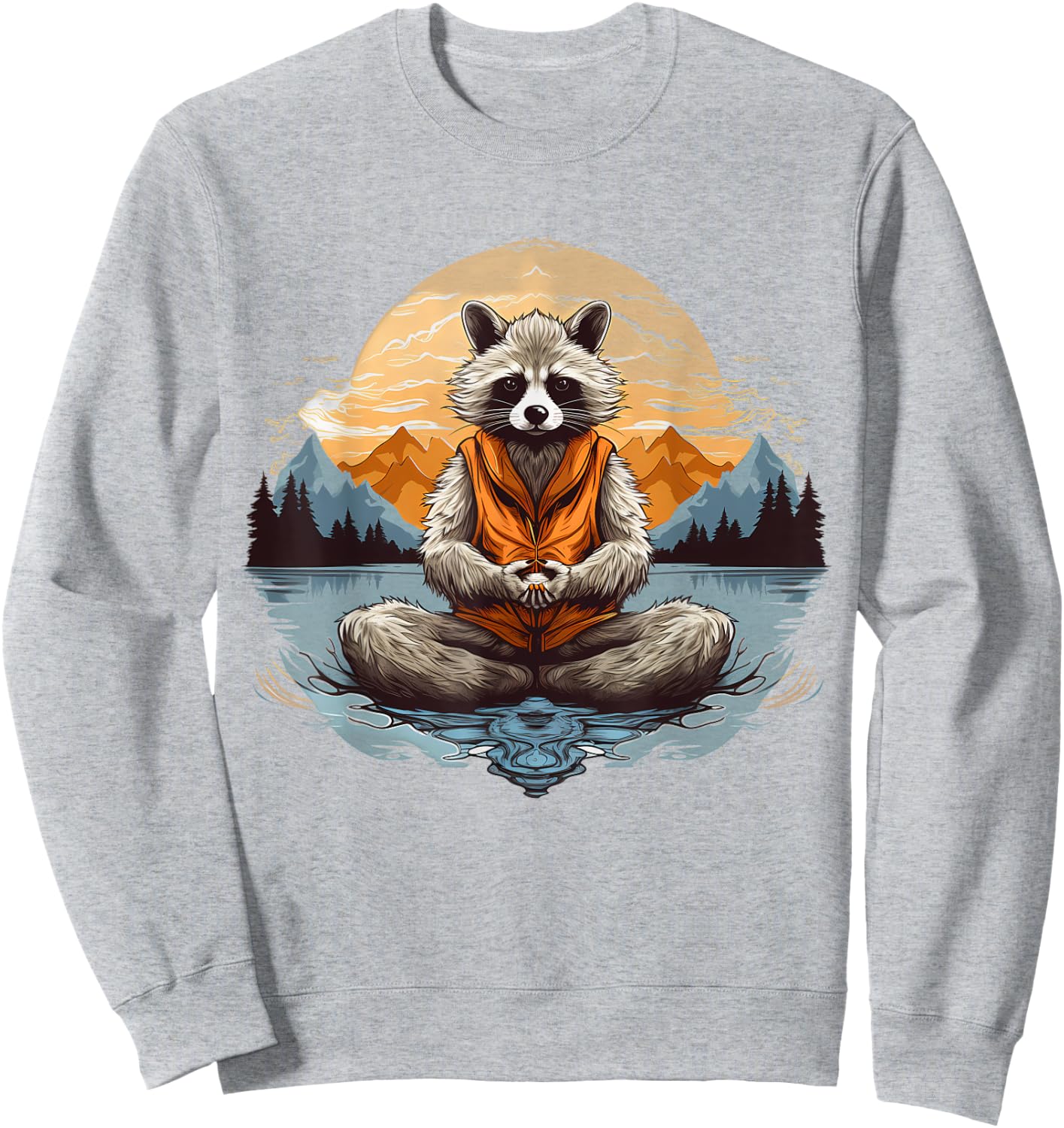 Racoon Meditation Yoga Sweatshirt - Sweatshirt | Ash