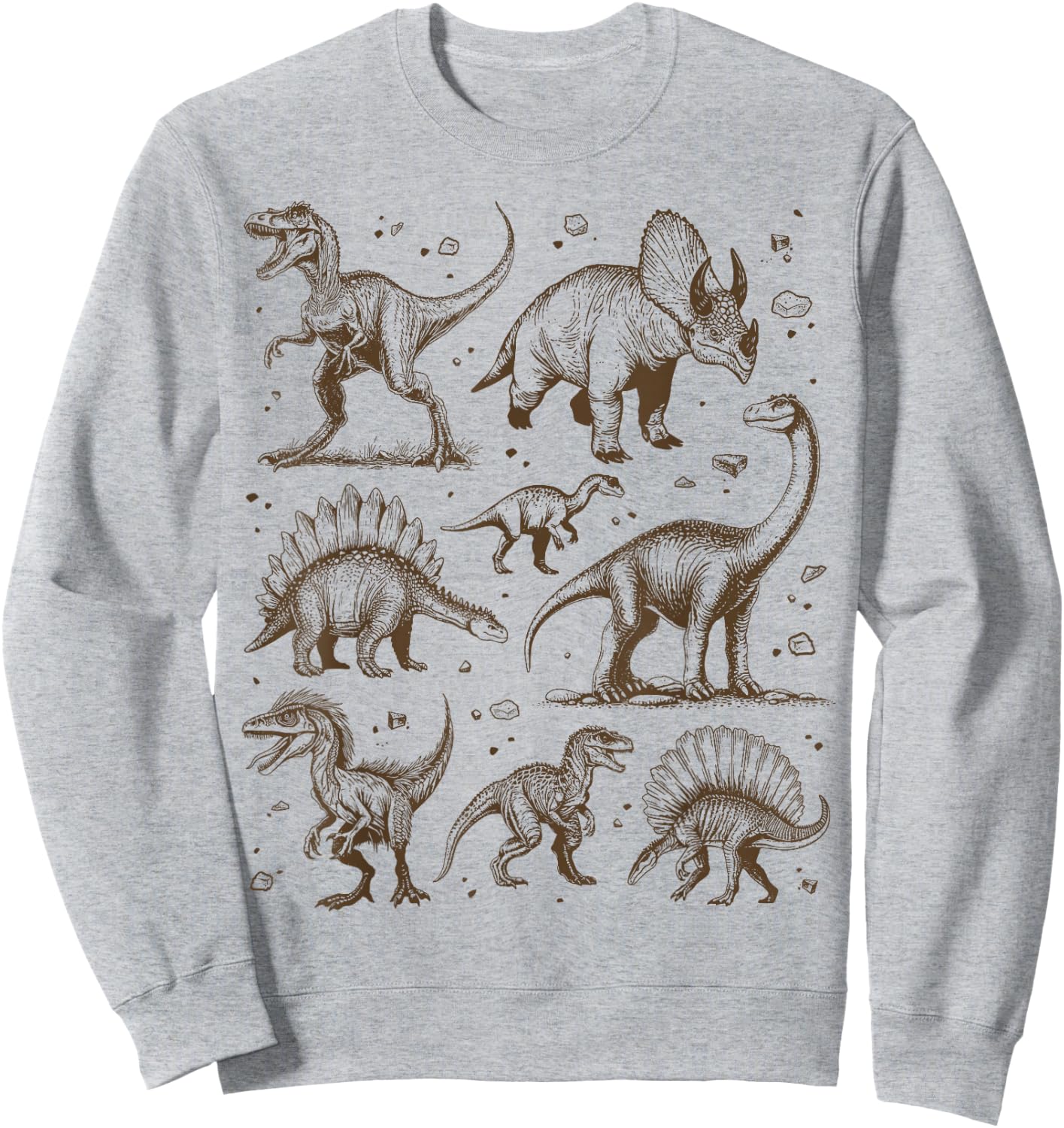 Dinosaur Paleontology Science Biology T-Rex Vintage Graphic , grey, S Sweatshirt - Sweatshirt | Ash