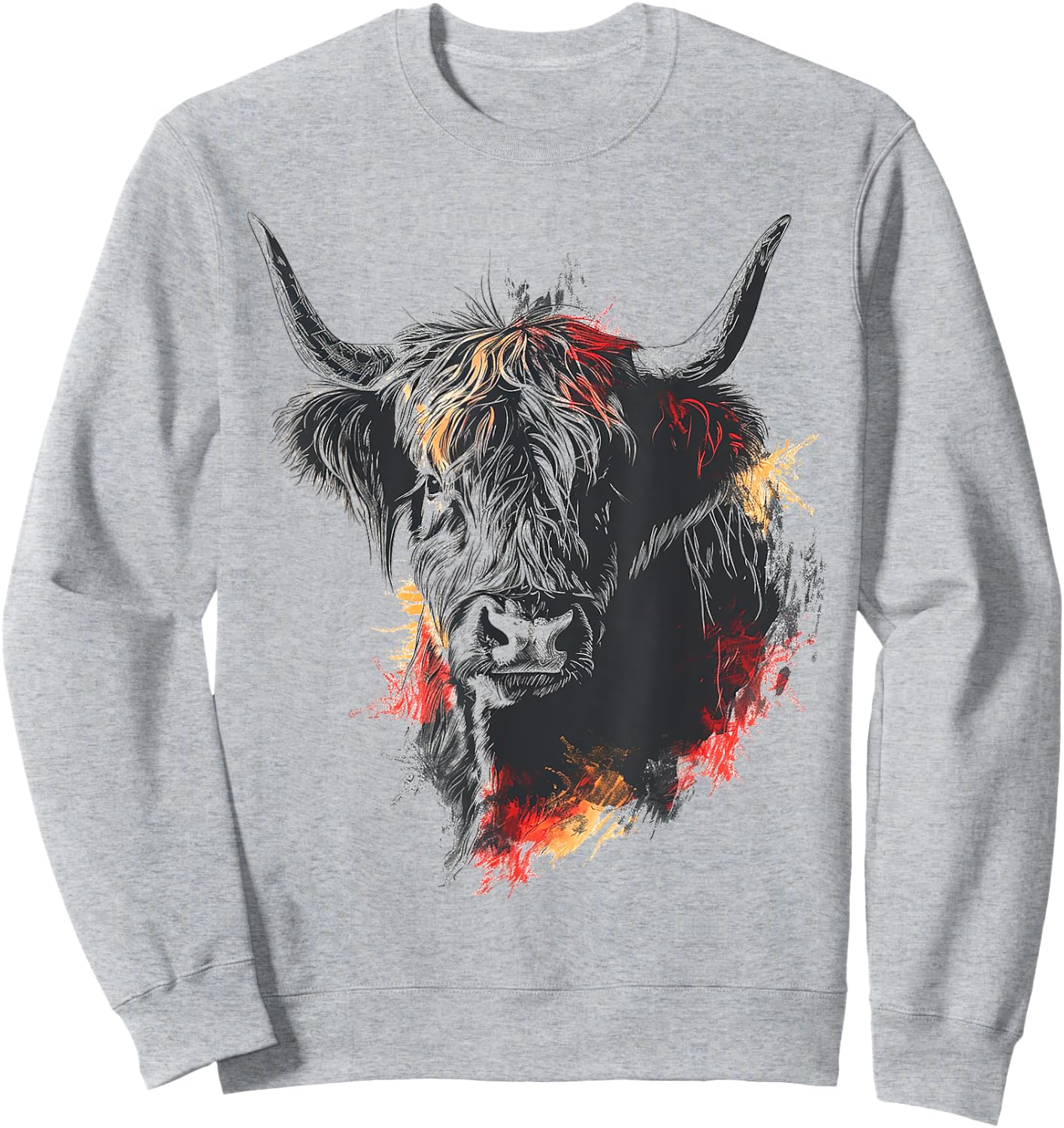 Highland Cow Tierzoo Zeichnung Hochlandkuh Sweatshirt - Sweatshirt | Ash