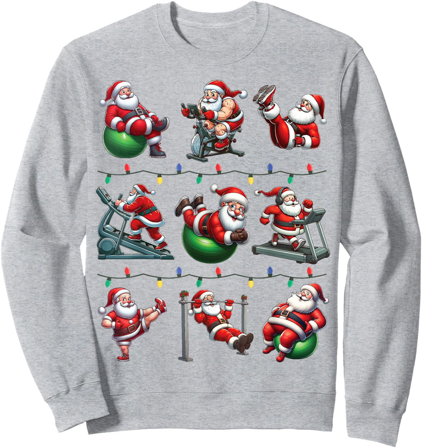 Santa Fitness Collection Gym Workout Weightlifting Christmas Sweatshirt - Sweatshirt | Ash