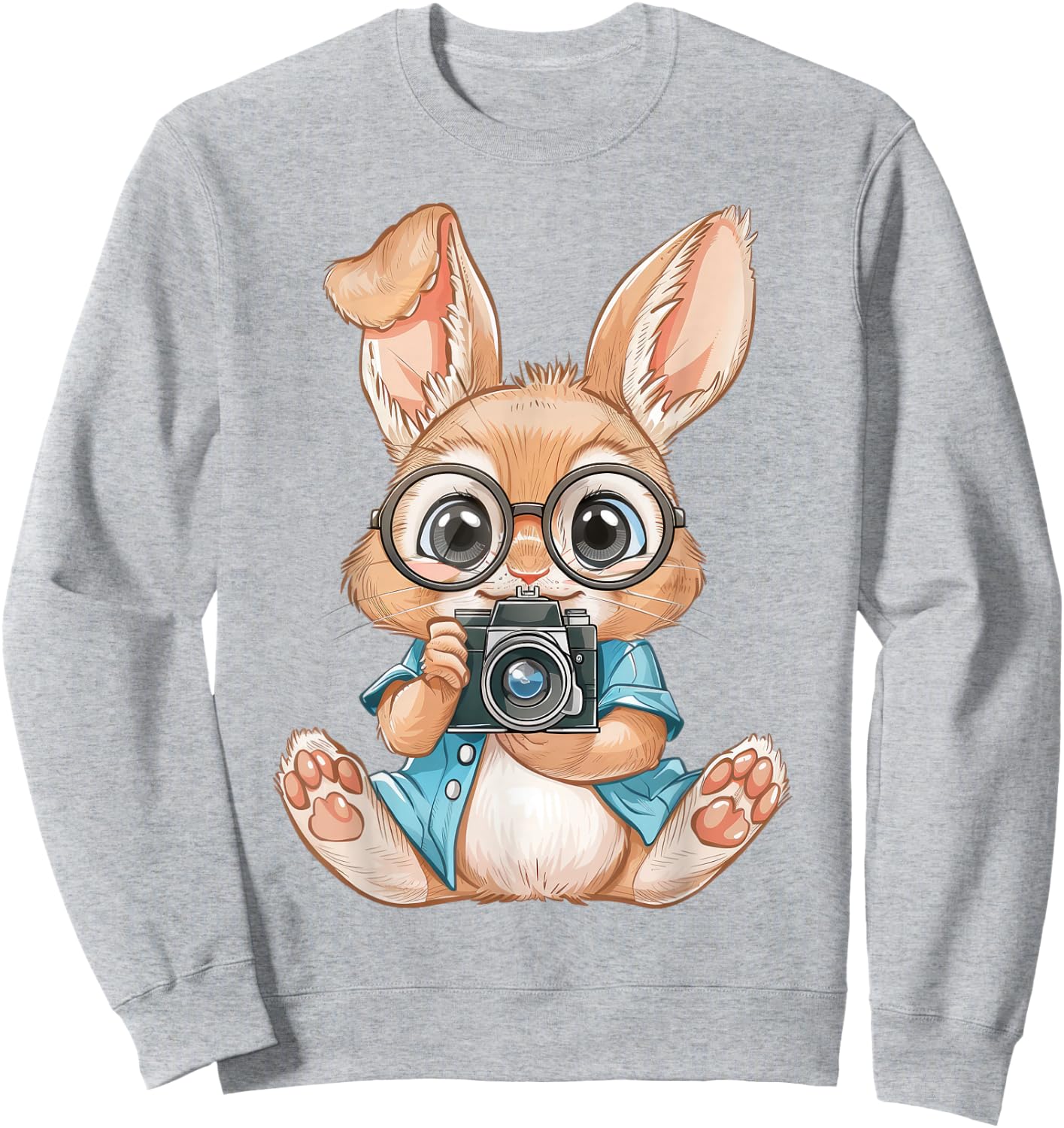 Rabbit Holding Camera Photographer Easter Bunny Cameraman Sweatshirt - Sweatshirt | Ash