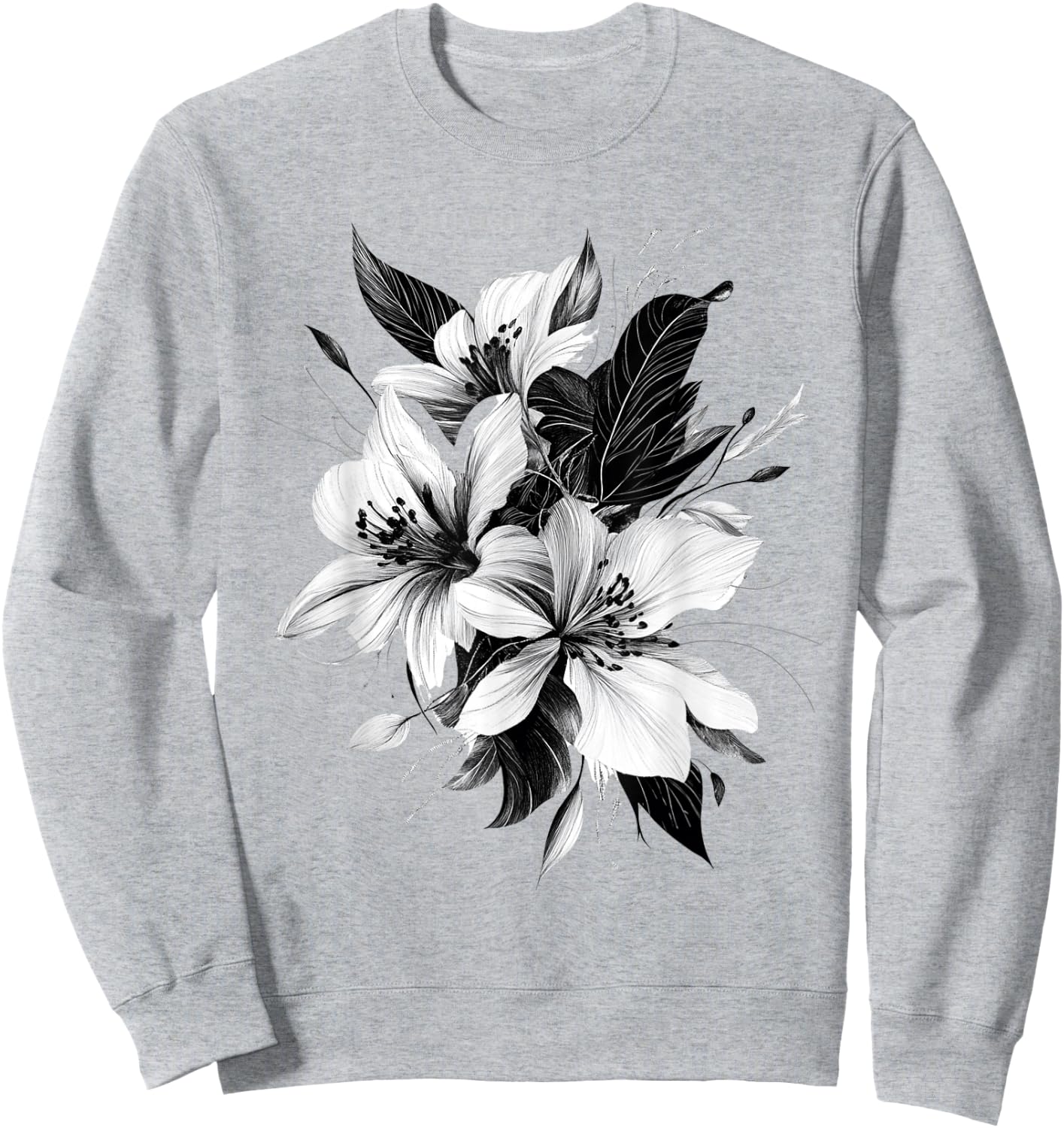 Botanical Art Flower Detailed , white, S Sweatshirt - Sweatshirt | Ash