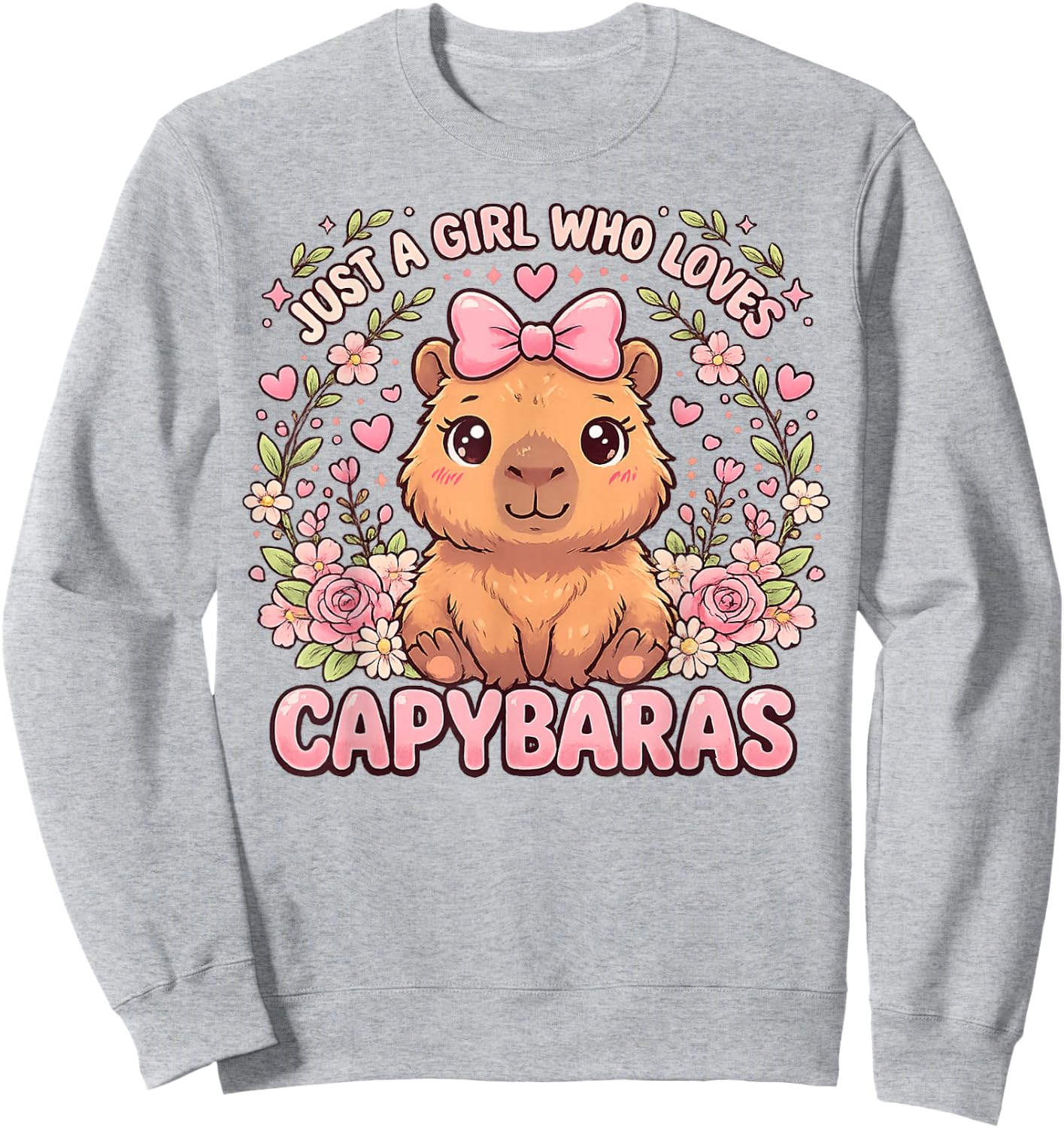 Just a Girl Who Loves Capybaras Graphic Kids Girl Sweatshirt - Sweatshirt | Ash