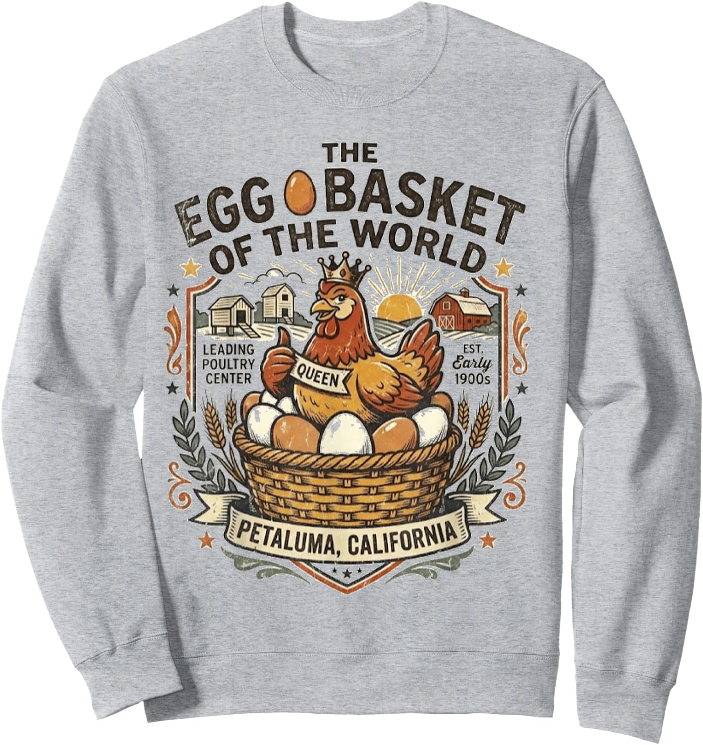 Petaluma, CA - Egg Basket of the World - Vintage Logo Sweatshirt - Sweatshirt | Ash