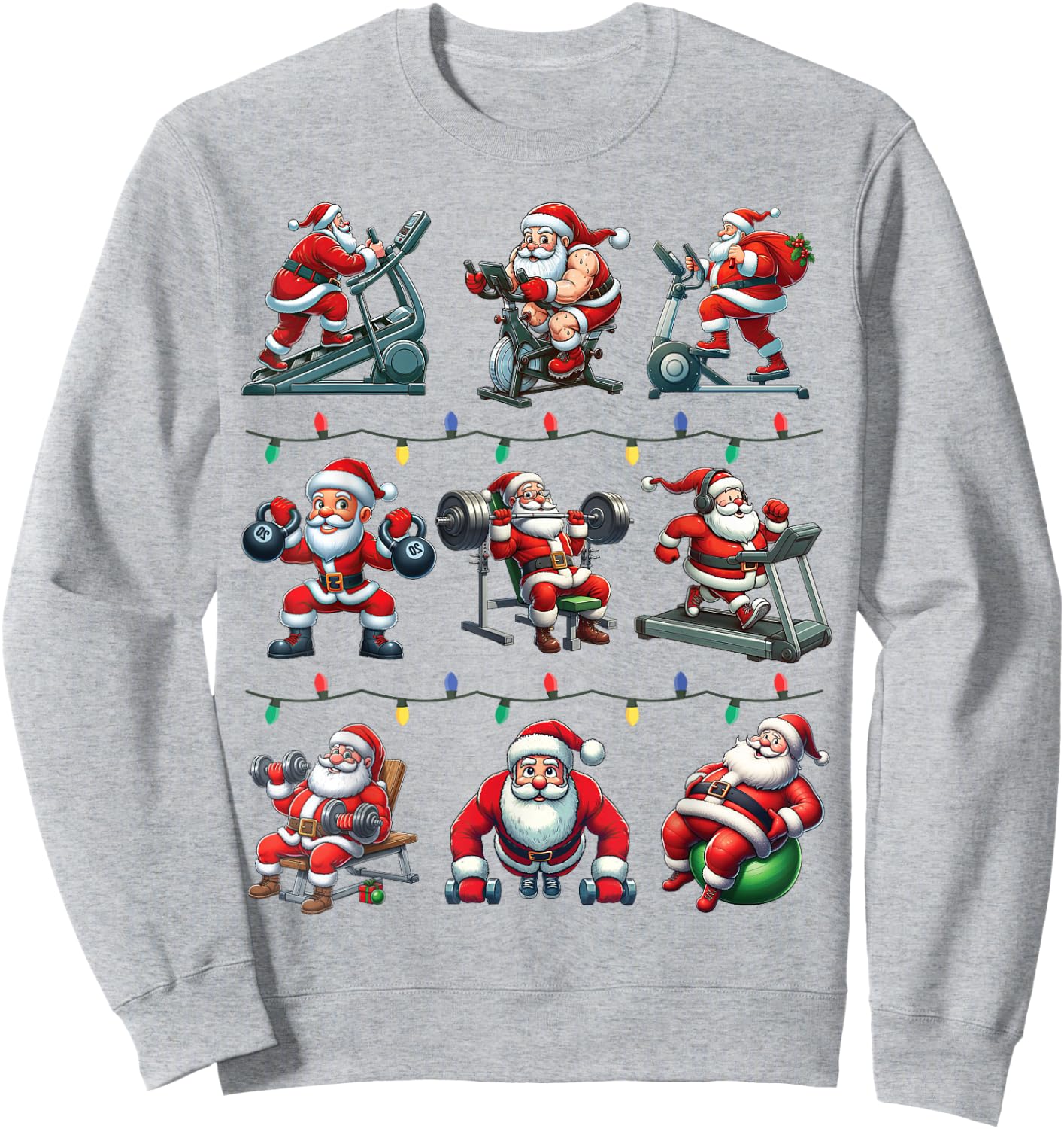 Santa Fitness Collection Gym Workout Weightlifting Christmas Sweatshirt - Sweatshirt | Ash