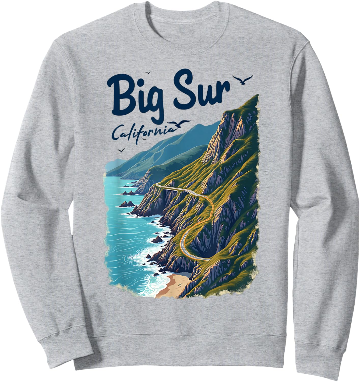Surfing Surf Big Sur California Scenic Coastal View Sweatshirt - Sweatshirt | Ash