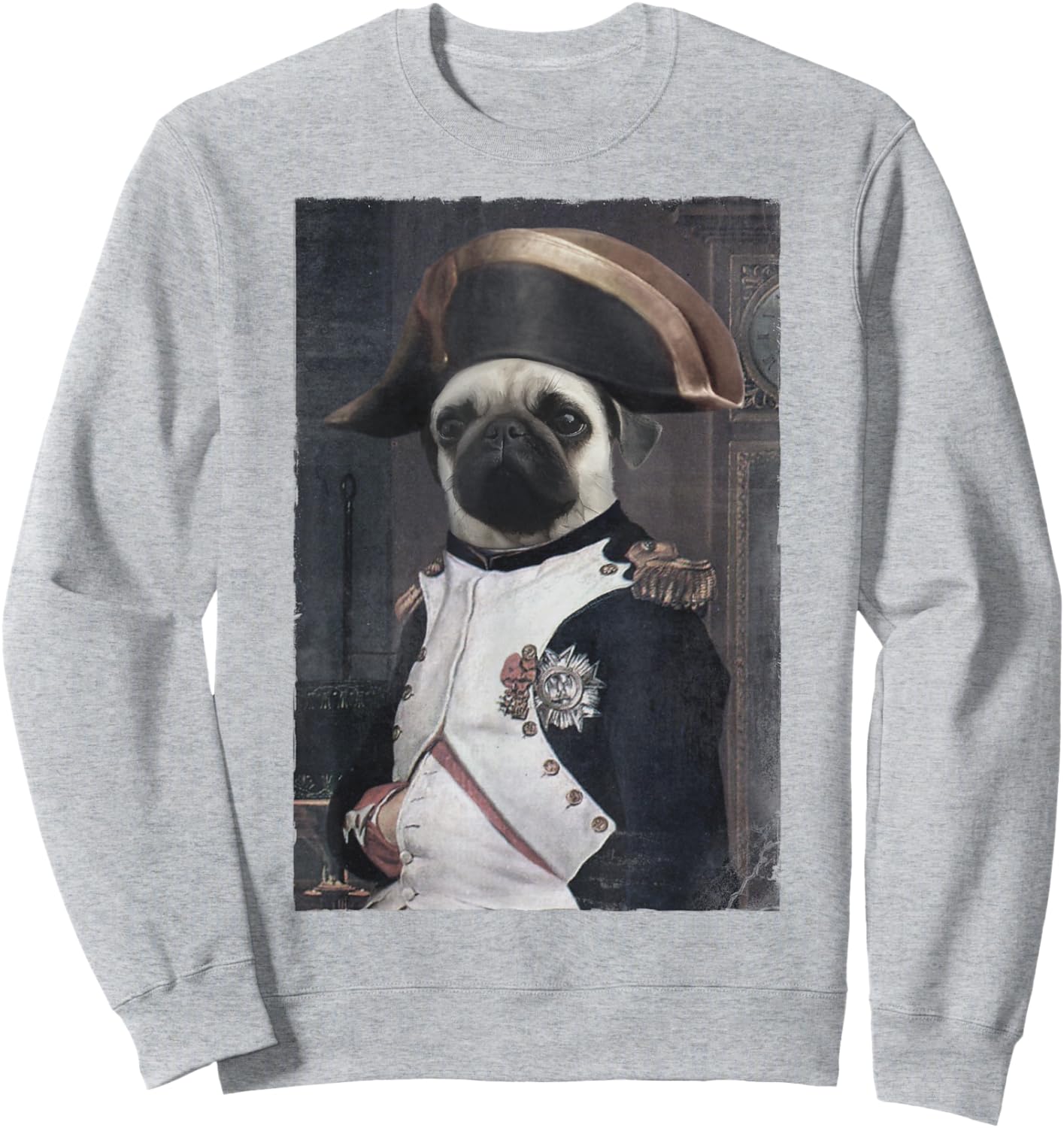 Napoleon Pug Napugleon Portrait Funny Sweatshirt - Sweatshirt | Ash