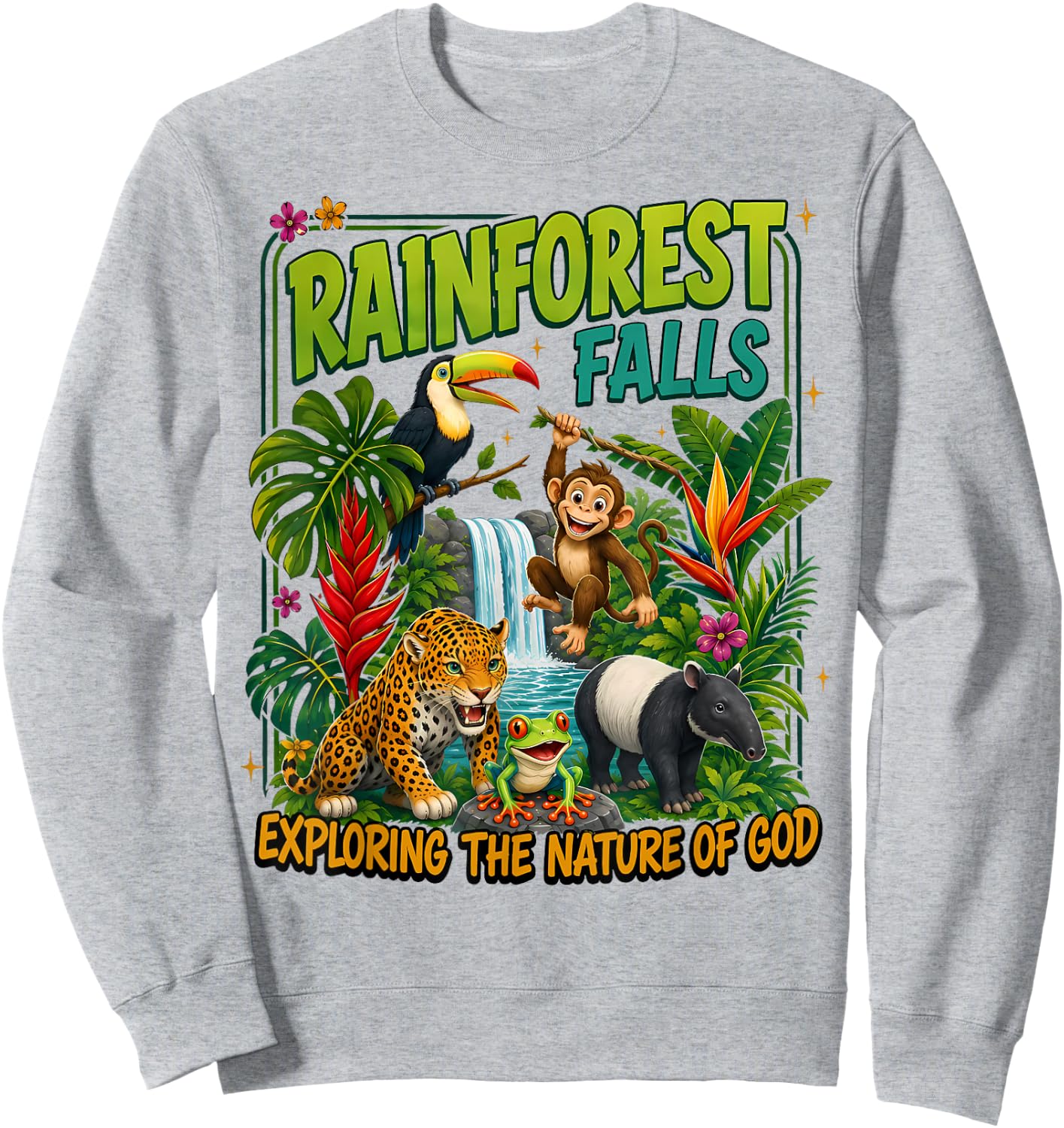 Rainforest Falls Vbs 2026 Christian Vacation Bible School Sweatshirt - Sweatshirt | Ash