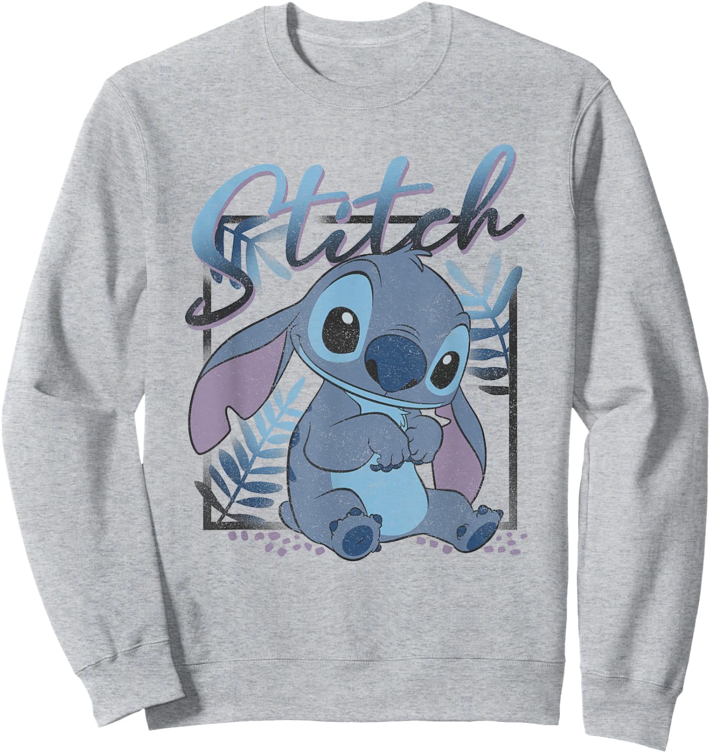 Disney Lilo & Stitch Tropic Blue Leaf Stitch , White Sweatshirt - Sweatshirt | Ash