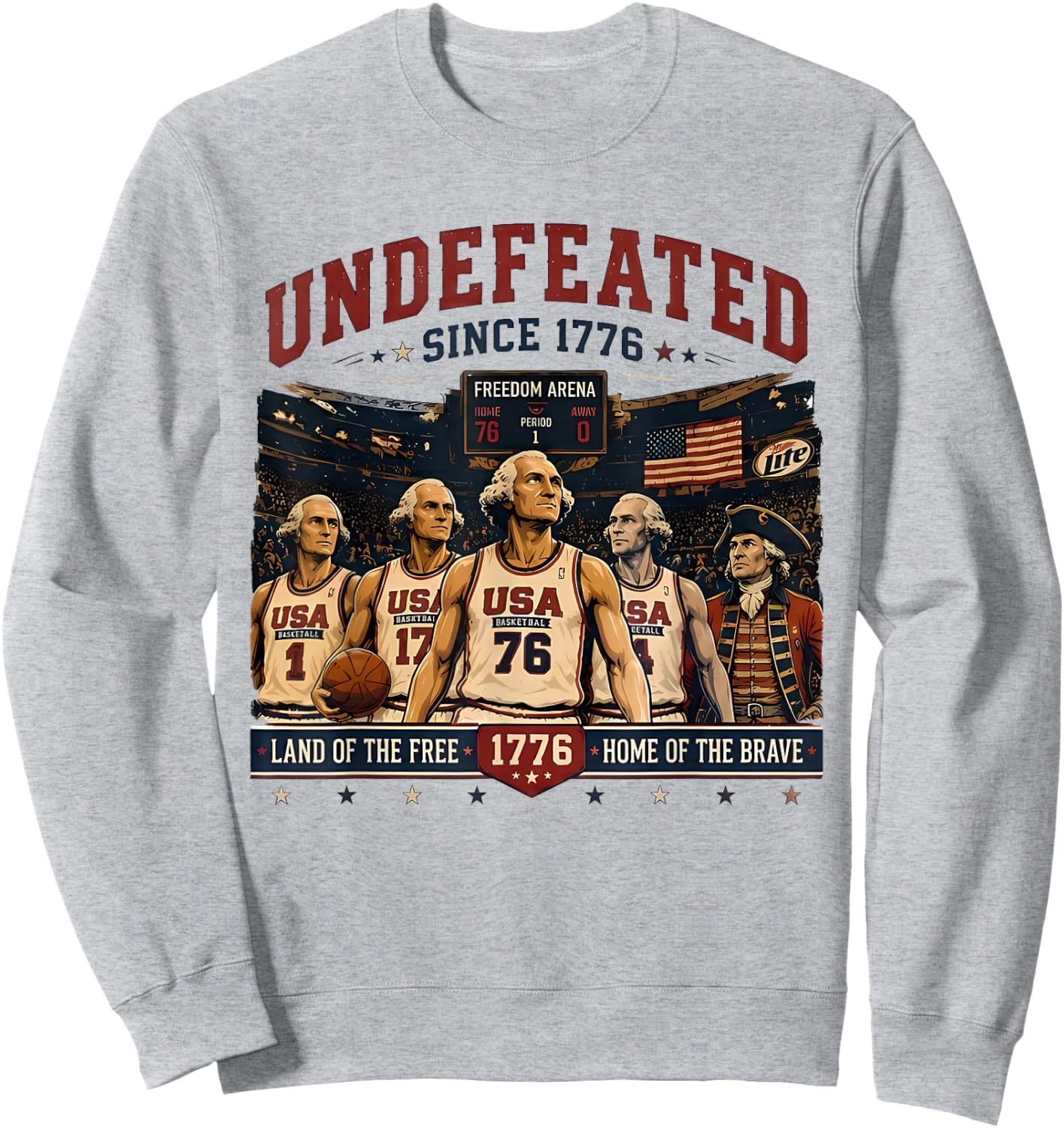 4th of July Basketball Undefeated Since 1776 250 Years Sweatshirt - Sweatshirt | Ash