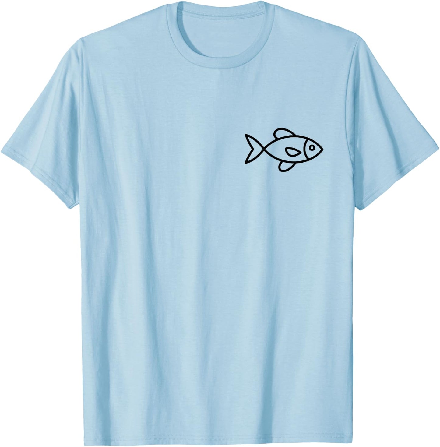 Minimalist Fish Badge Fish Lover T-Shirt - T-Shirt | Light Blue