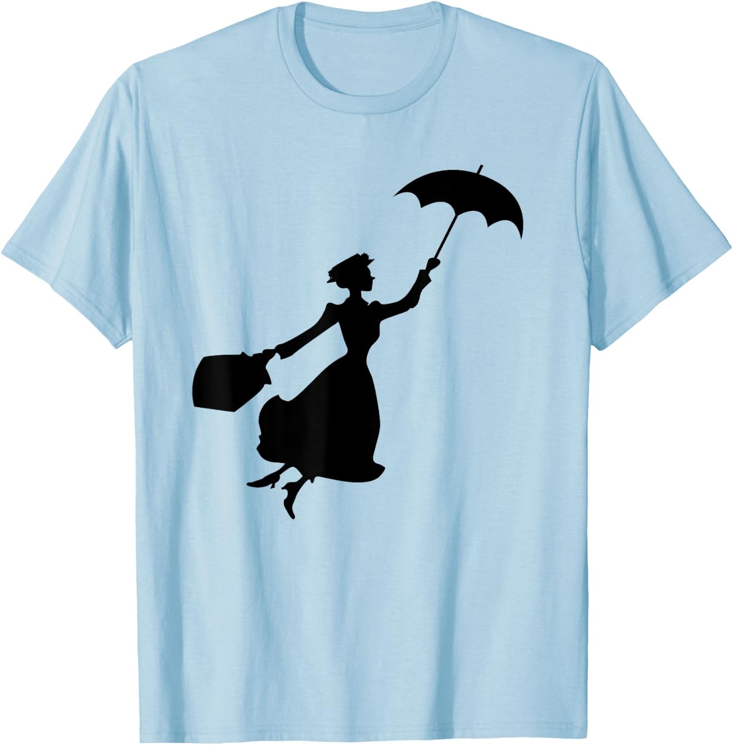 Mary Poppins Flying Silhouette , gray T-Shirt - T-Shirt | Light Blue