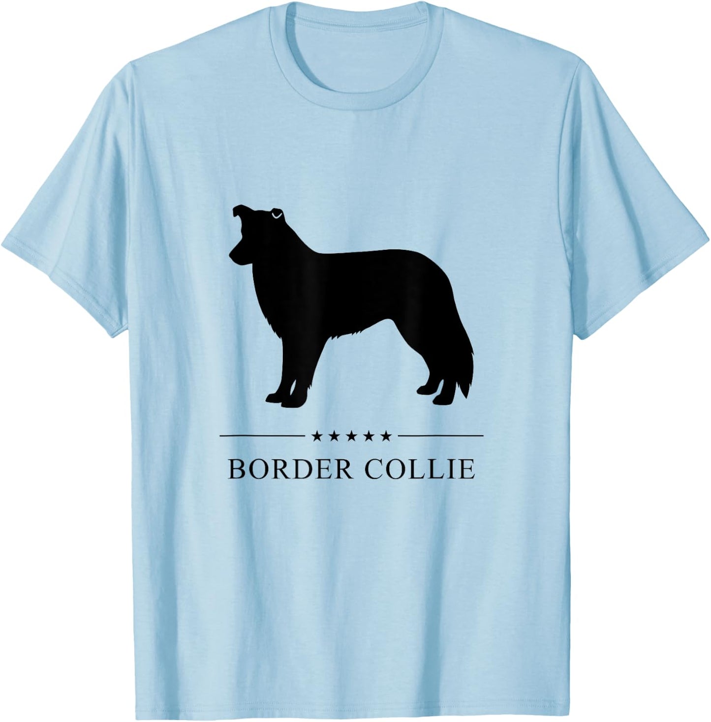 Border Collie Black Silhouette T-Shirt - T-Shirt | Light Blue