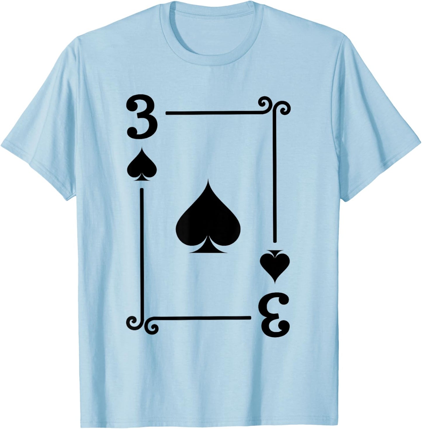 Playing Cards - Matching Spades Card Suits - Three Card T-Shirt - T-Shirt | Light Blue