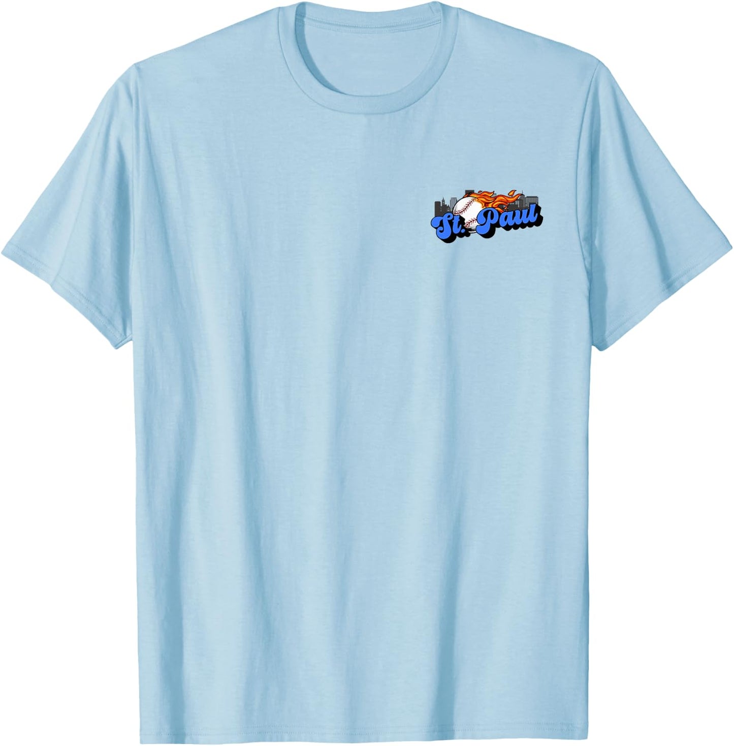 Saint Paul Baseball Vintage City Skyline Baseball Lover T-Shirt - T-Shirt | Light Blue