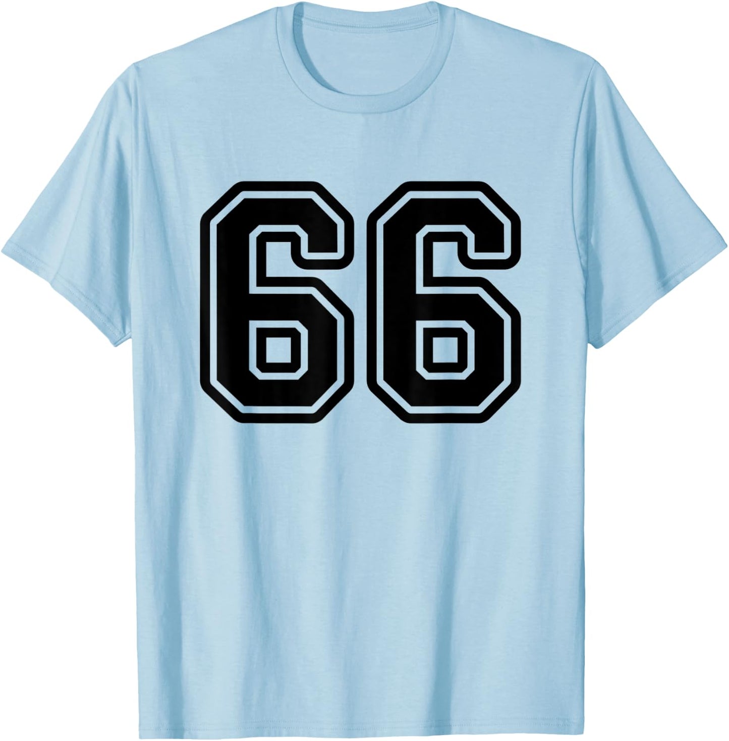 Jersey #66 Black Sports Team Jersey Number 66 T-Shirt - T-Shirt | Light Blue