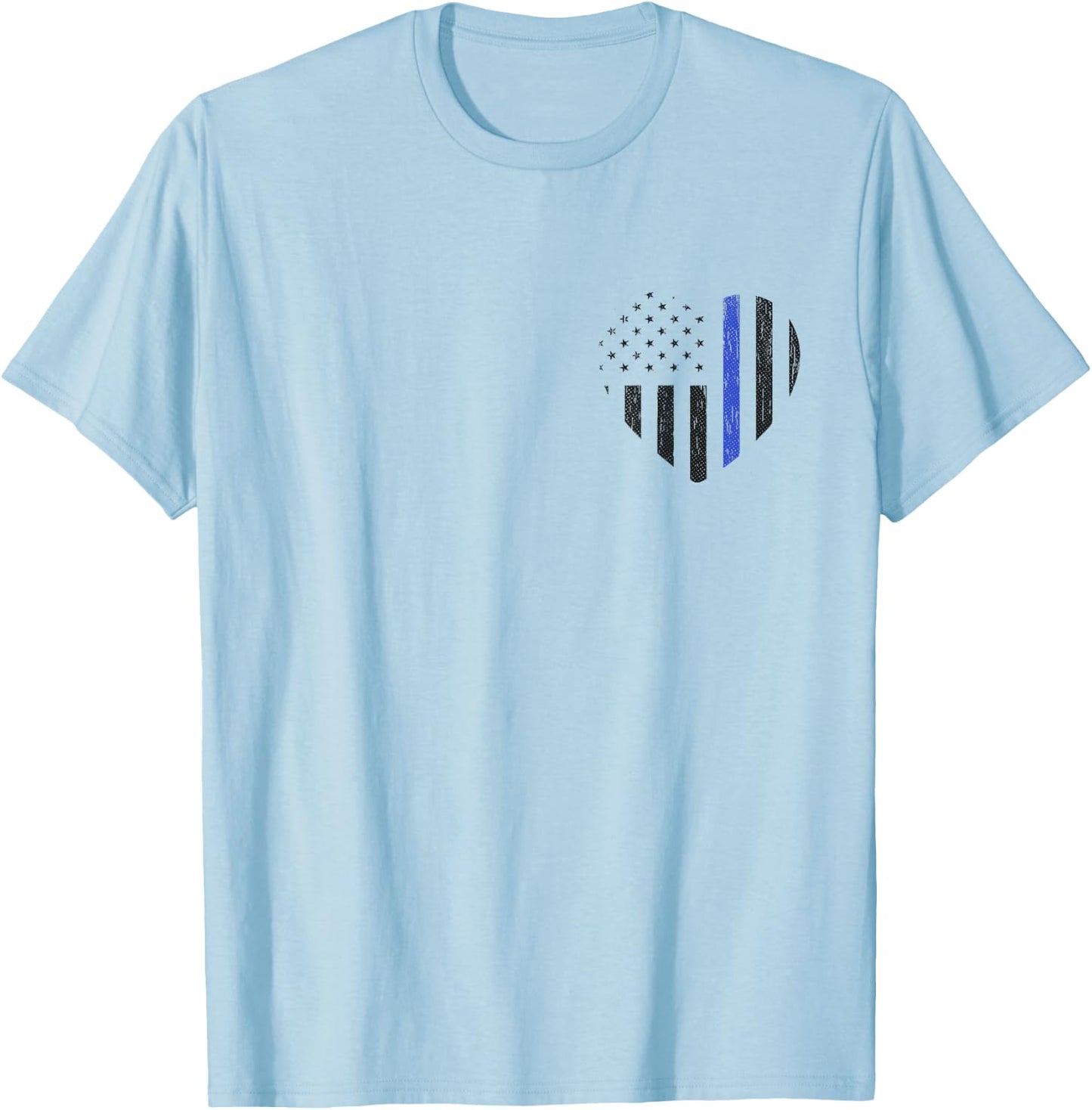 Thin Blue Line Heart Shirt Police Wife Girlfriend Mom Gift T-Shirt - T-Shirt | Light Blue