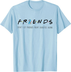 Ribbon Friends T1D Don't Let Friends Fight Diabetes Alone T-Shirt - T-Shirt | Light Blue